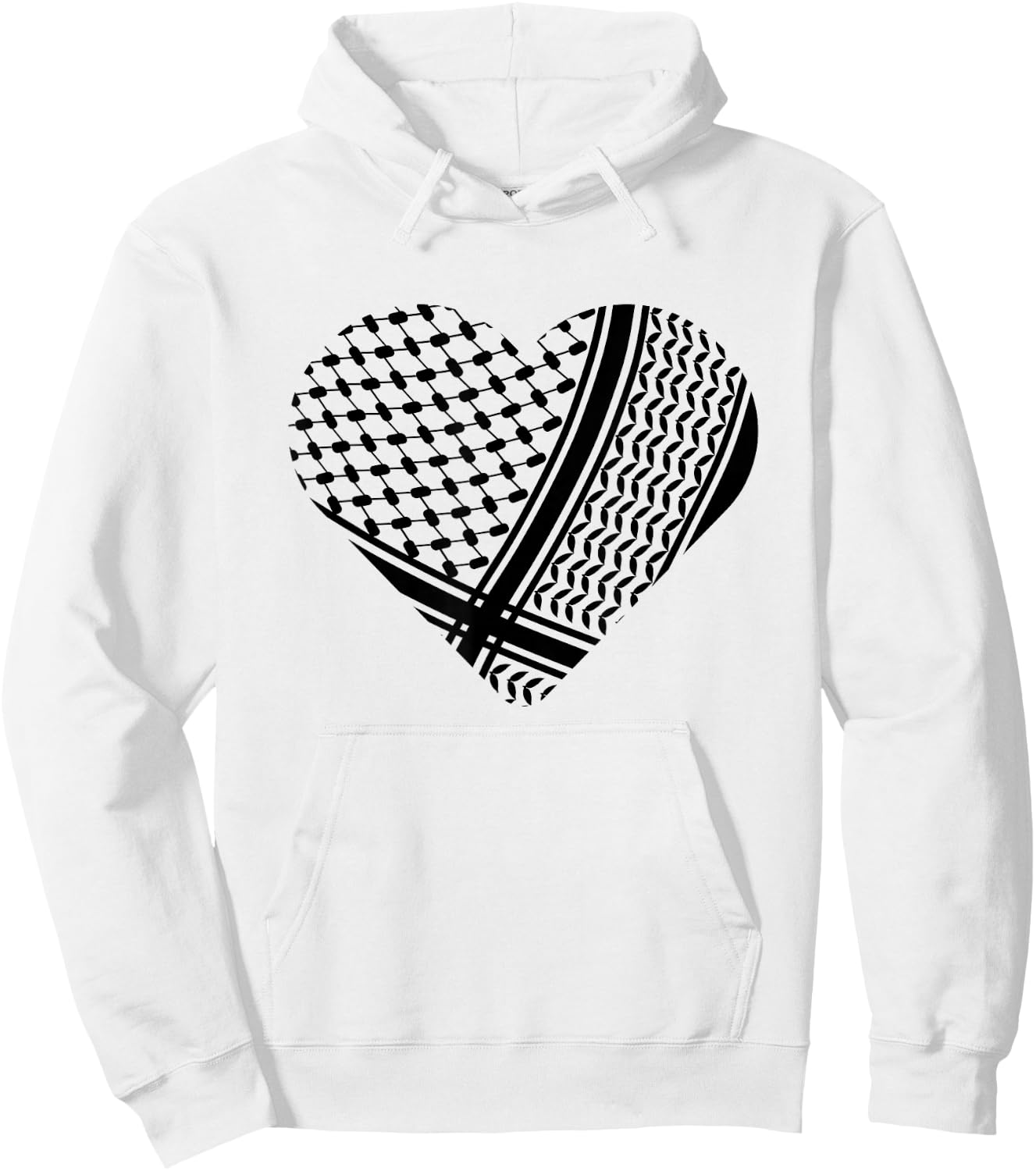 Palestine Palestinian Black Hatta Heart Shape Hoodie - Hoodie | White