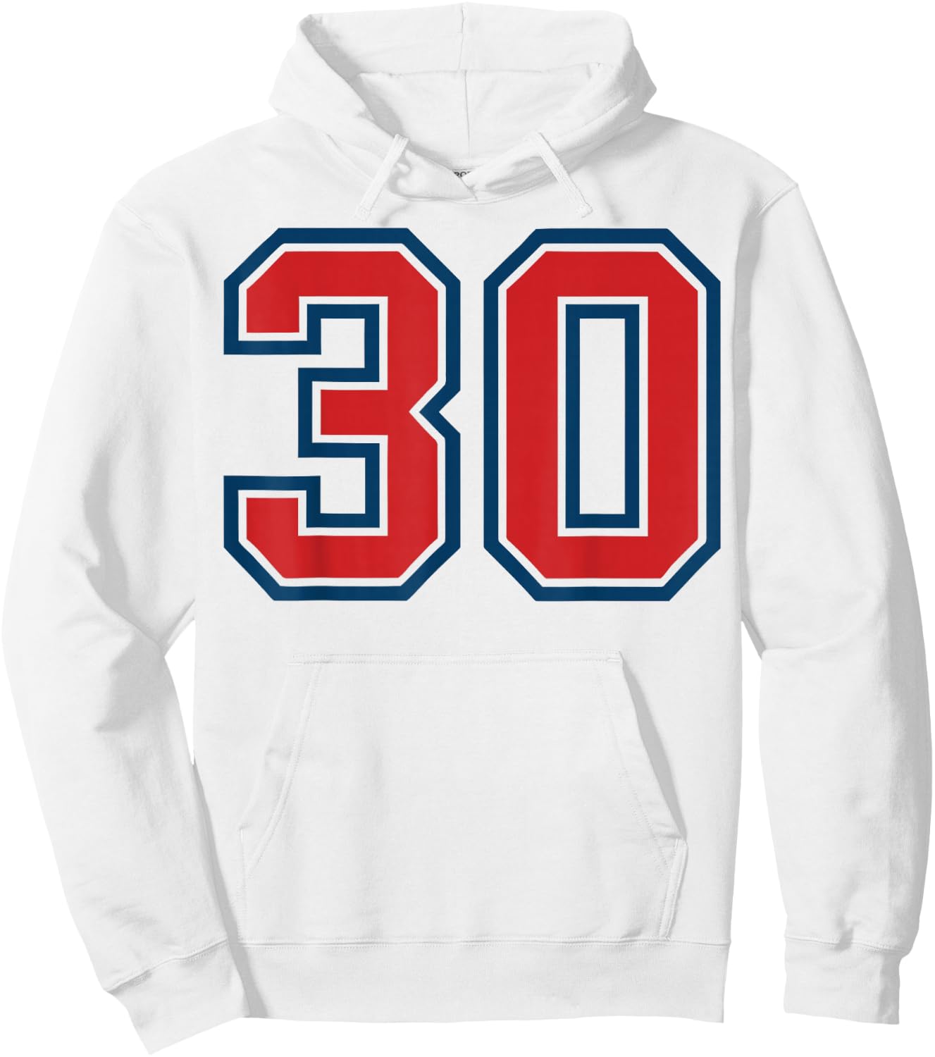 Red and Blue Sports Number 30 Jersey Uniform Player Fan Hoodie - Hoodie | White