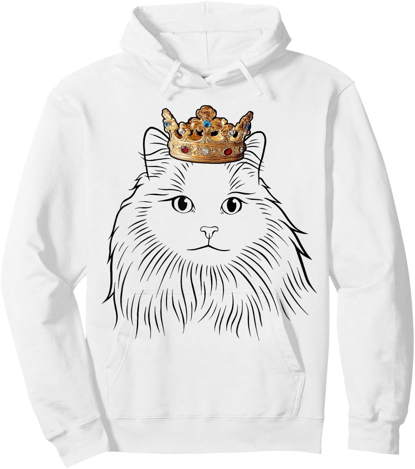 Siberian Cat Wearing Crown Women Kids Hoodie - Hoodie | White
