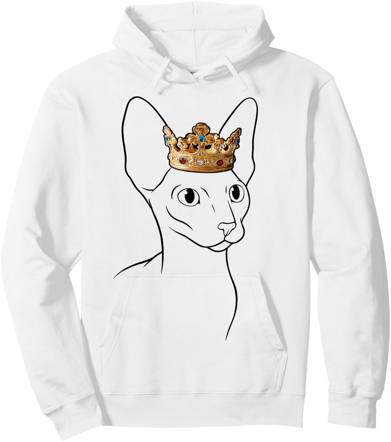 Cornish Rex Cat Wearing Crown Men Women Girls Kids Hoodie - Hoodie | White
