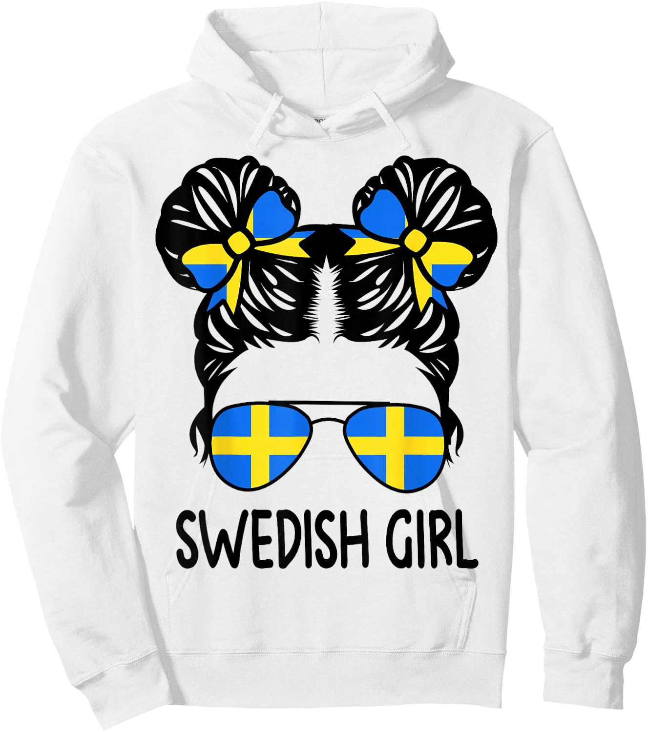 Swedish Girl Messy Hair Sweden Pride Patriotic Kids Hoodie - Hoodie | White