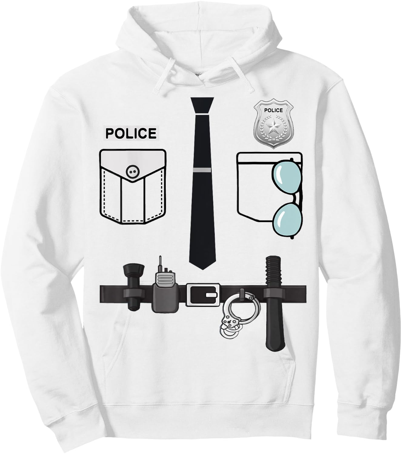 Police Uniform Costume Halloween Policeman Kids Toddler Boys Hoodie - Hoodie | White