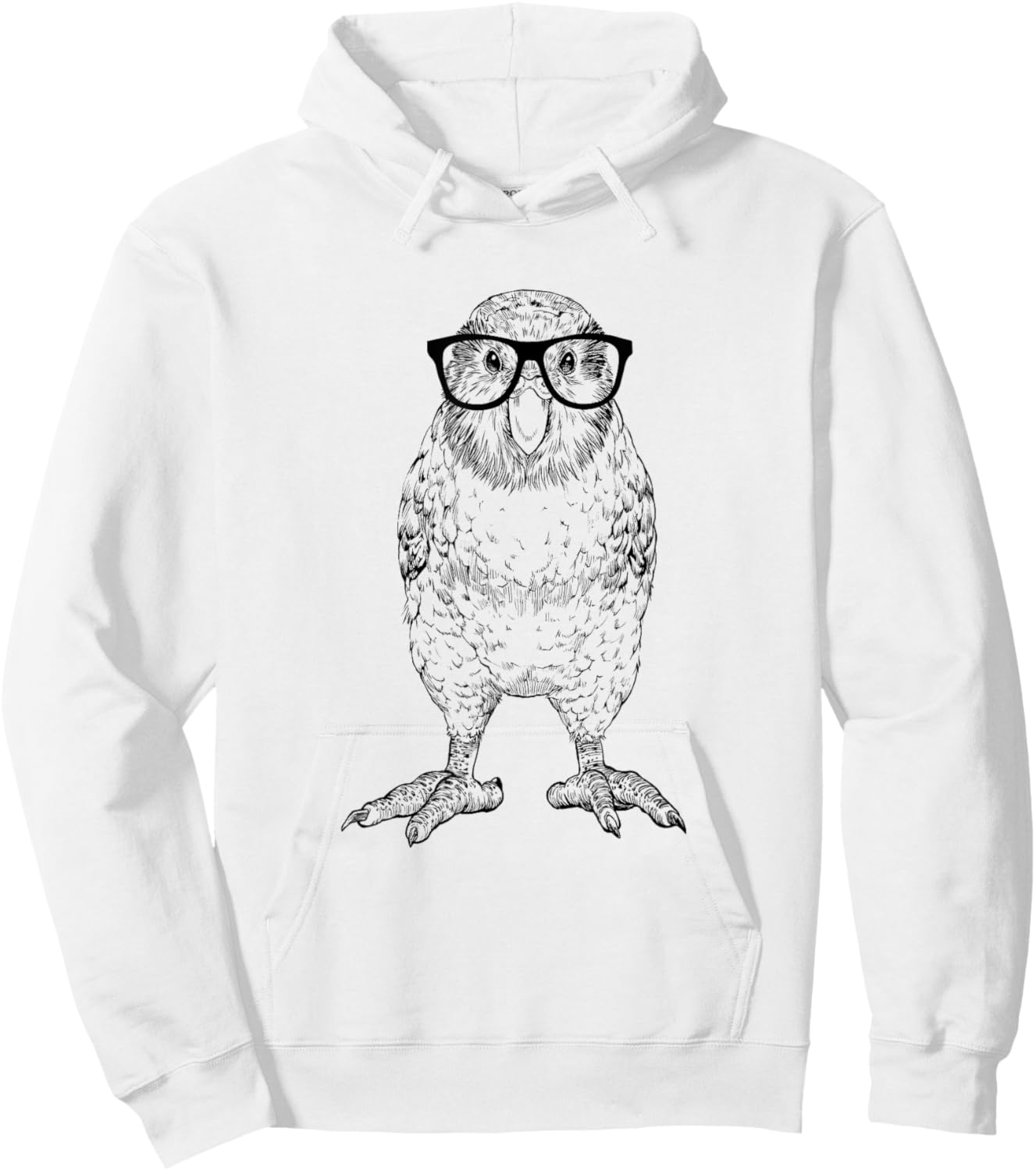 Hipster Kakapo in Nerd Glasses Bird Animal Hoodie - Hoodie | White