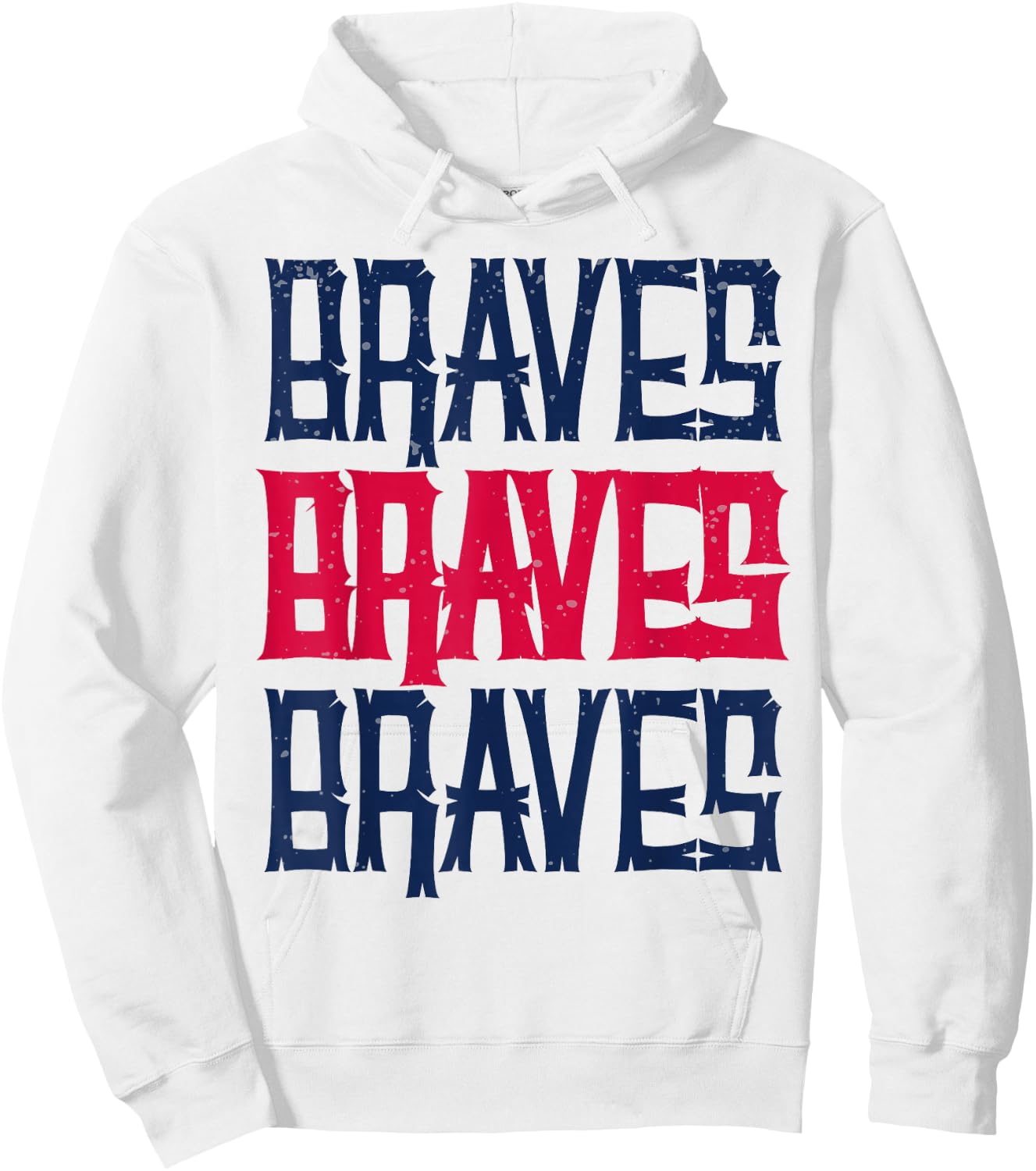 Vintage Braves Retro Three Stripe Weathered Shirt Hoodie - Hoodie | White