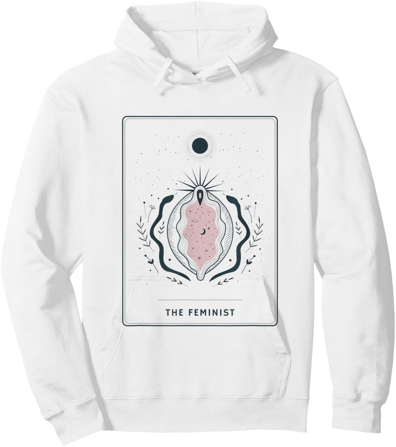 The Feminist Tarot Card - Celestial Moon and Snakes - Pagan Hoodie - Hoodie | White