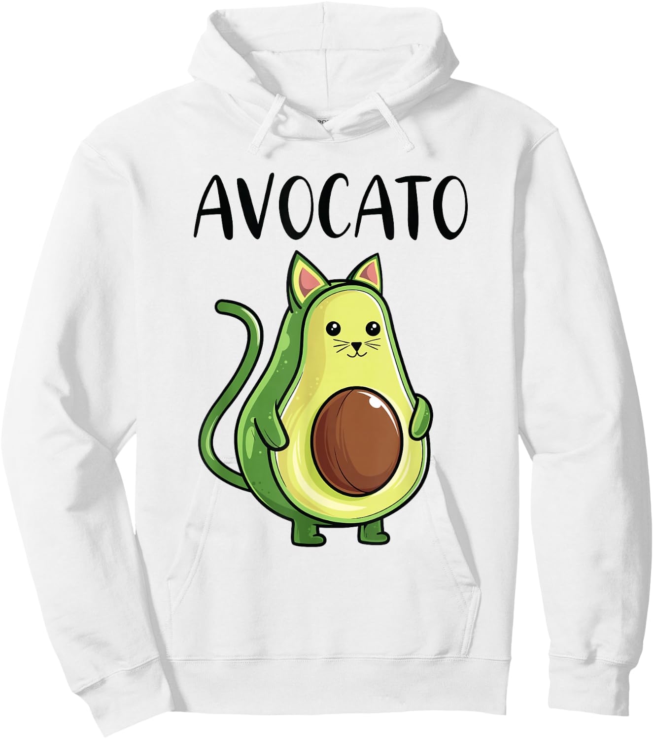 Avocado Cat Women Men Vegetarian Vegan Cat Avocato Hoodie - Hoodie | White