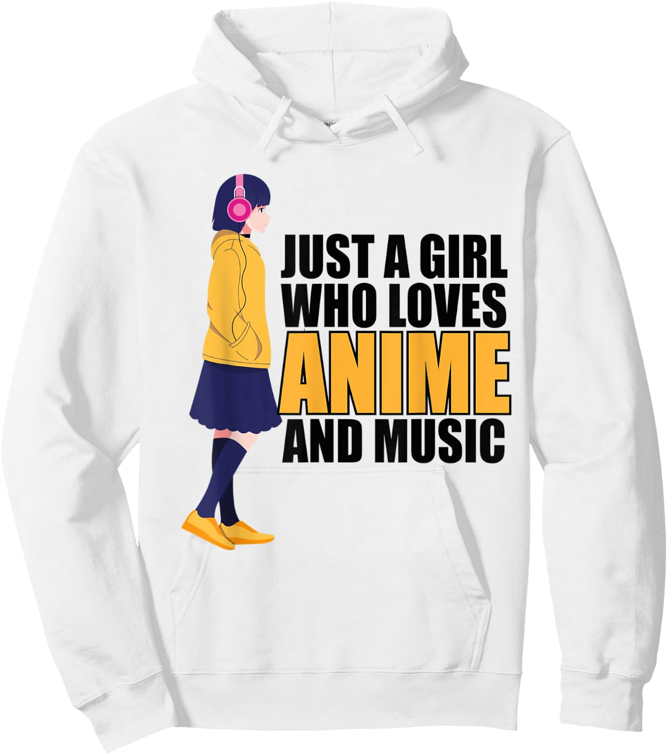 Just A Girl Who Loves Anime and Music Anime Lover Girls Teen Hoodie - Hoodie | White