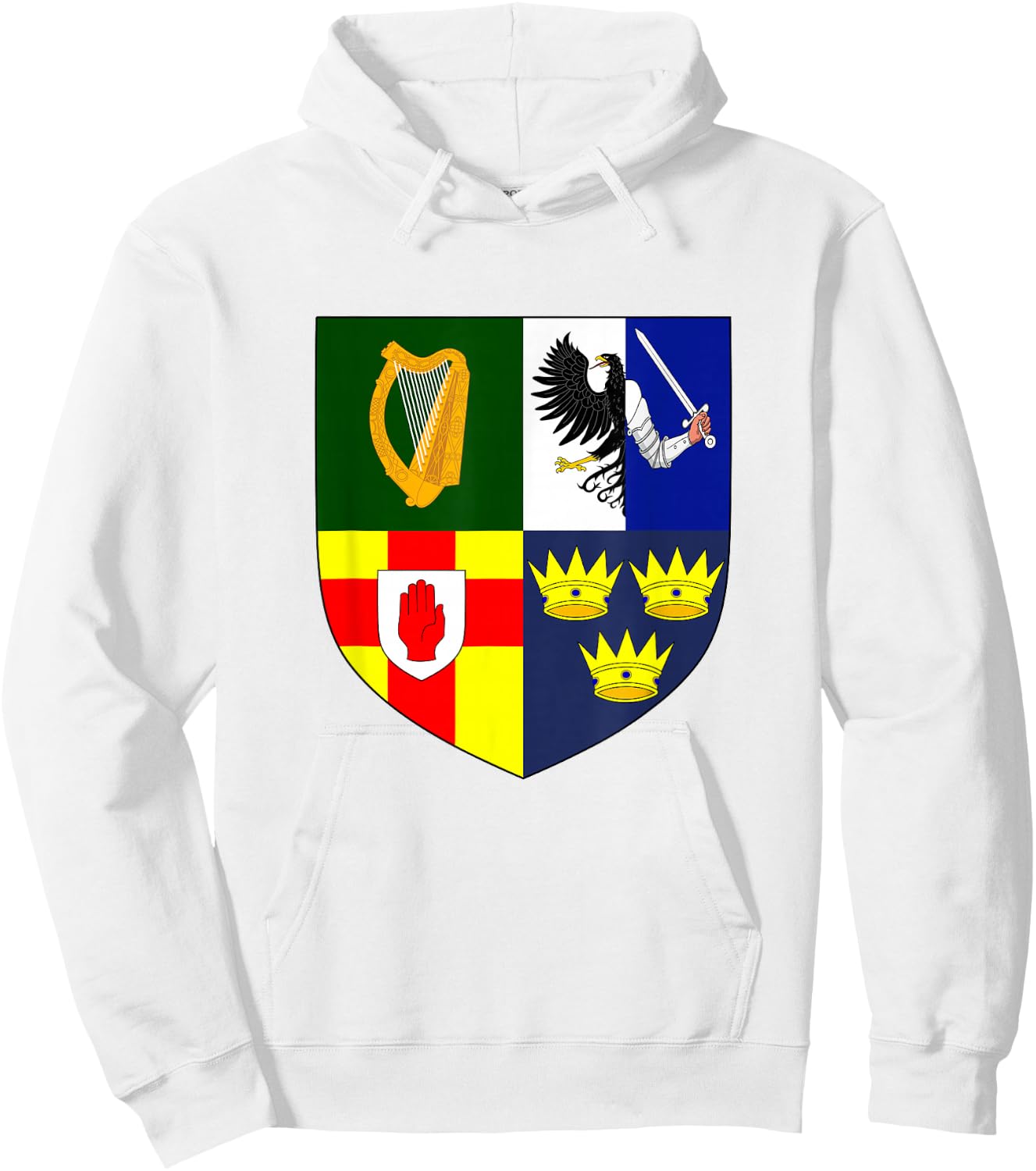 Ireland Provinces Coat of Arms Irish Emblem Hoodie - Hoodie | White