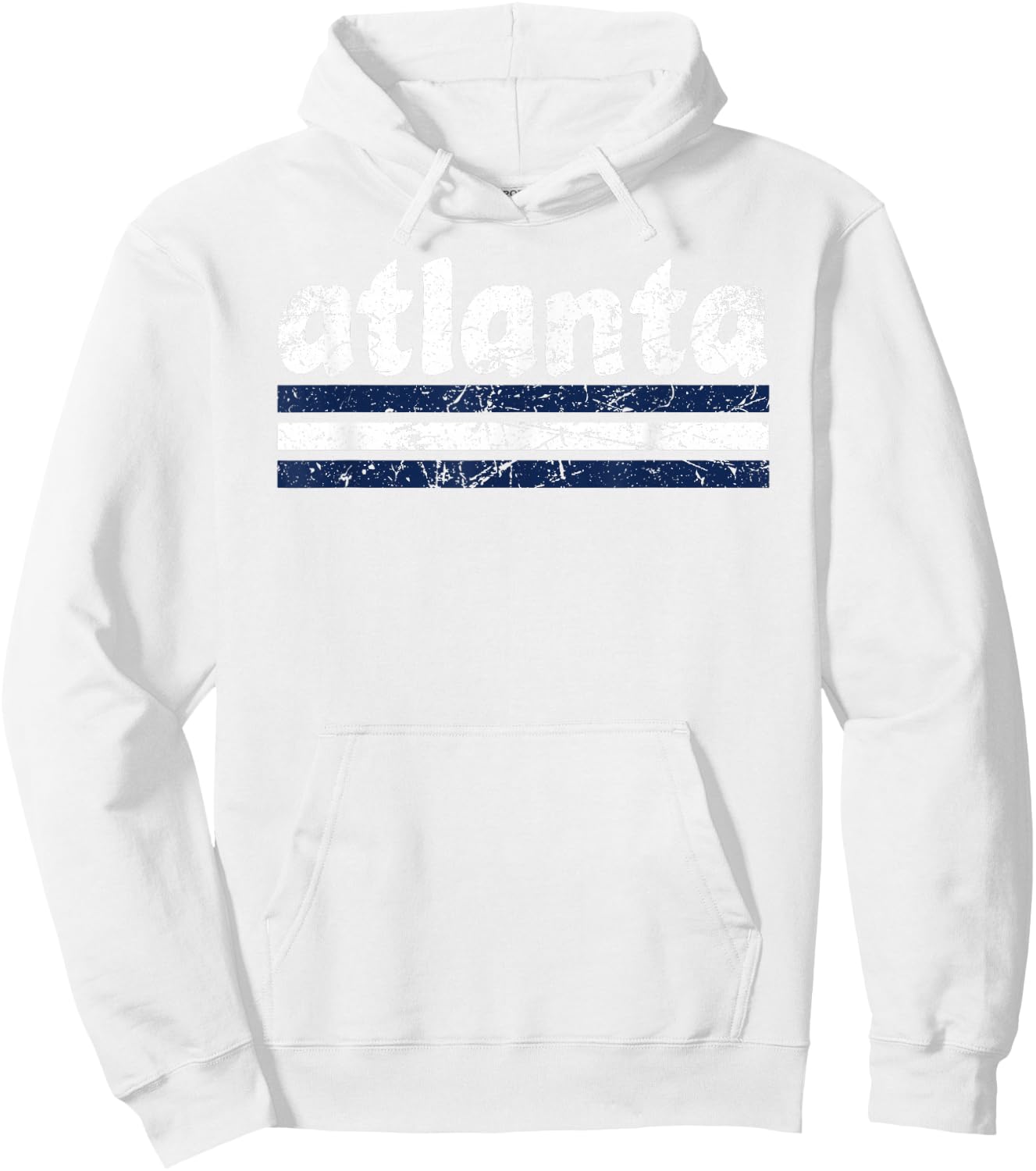 Atlanta Georgia Three Stripe Vintage Weathered Hoodie - Hoodie | White