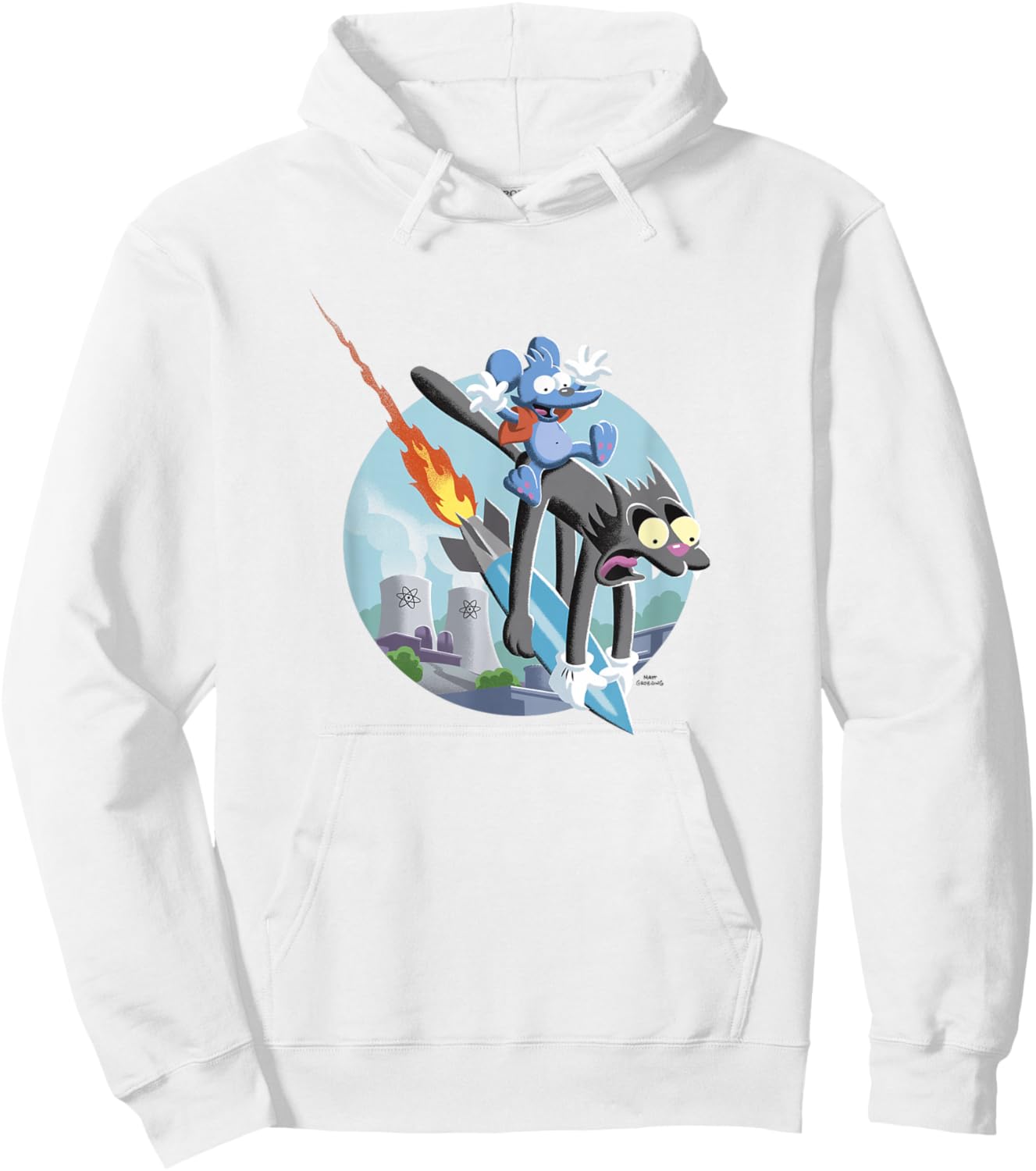 The Simpsons Itchy & Scratchy Missile Ride Hoodie - Hoodie | White