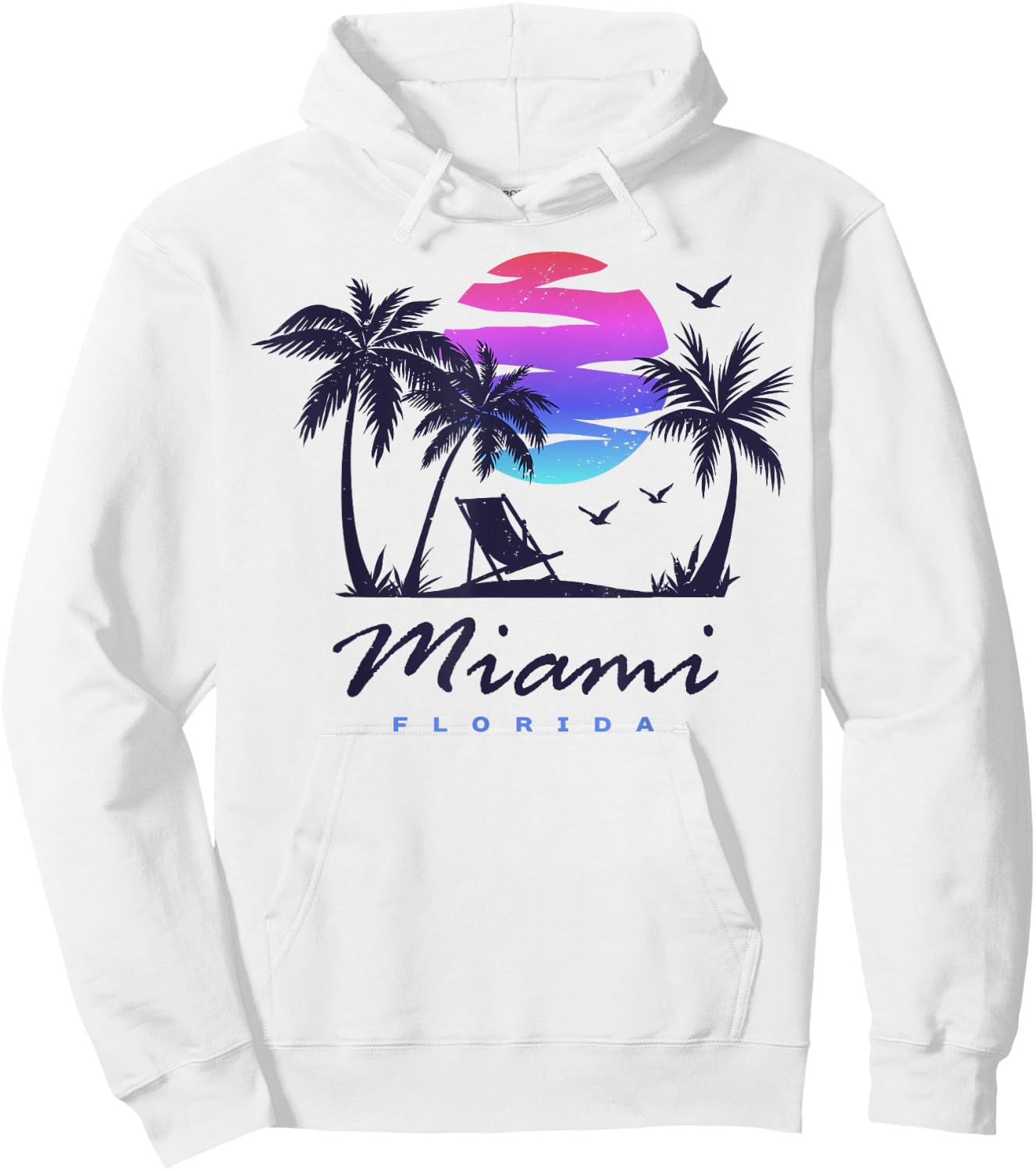 MIAMI Florida Beach Vacation Spring Break Honeymoon Vintage Men Women Kids Hoodie - Hoodie | White