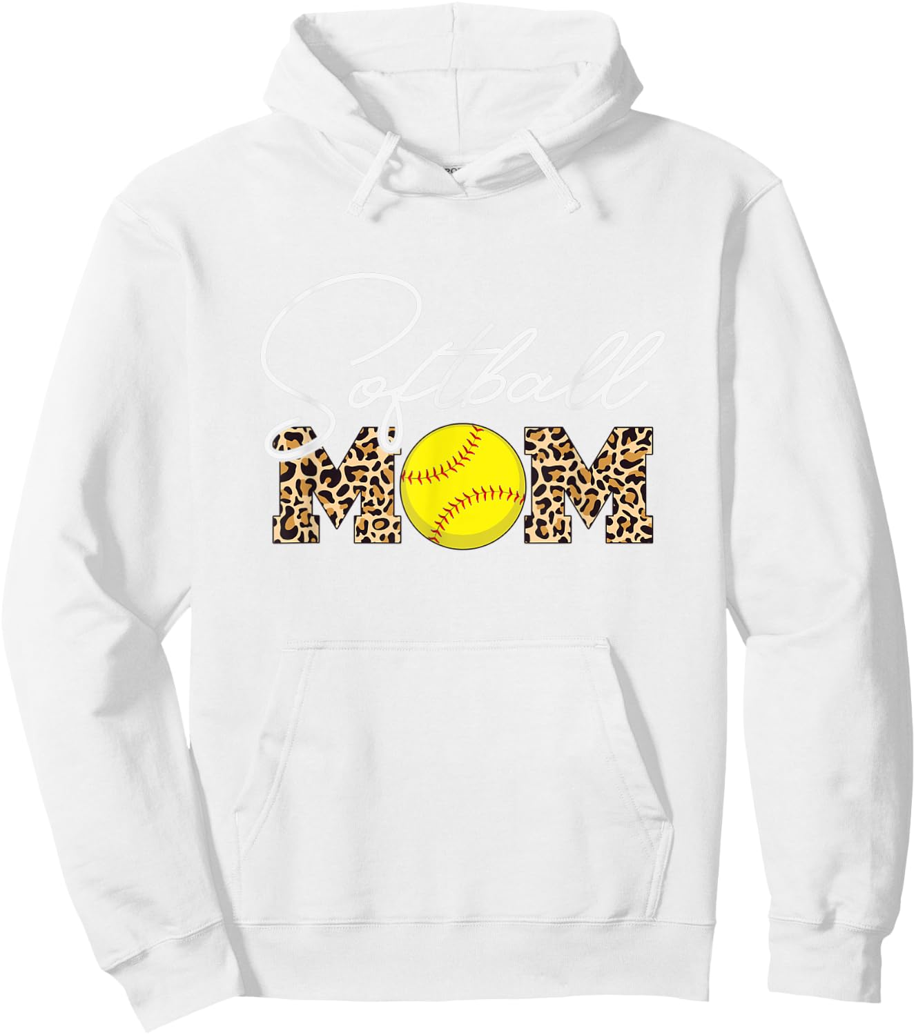 Softball Mom - Leopard Print - Light Blue Hoodie - Hoodie | White
