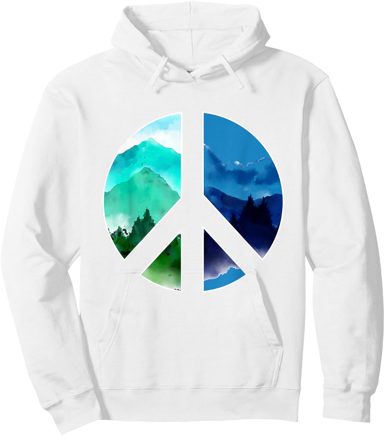 Outdoor Mountains Wildlife Peace Sign Nature Hoodie - Hoodie | White