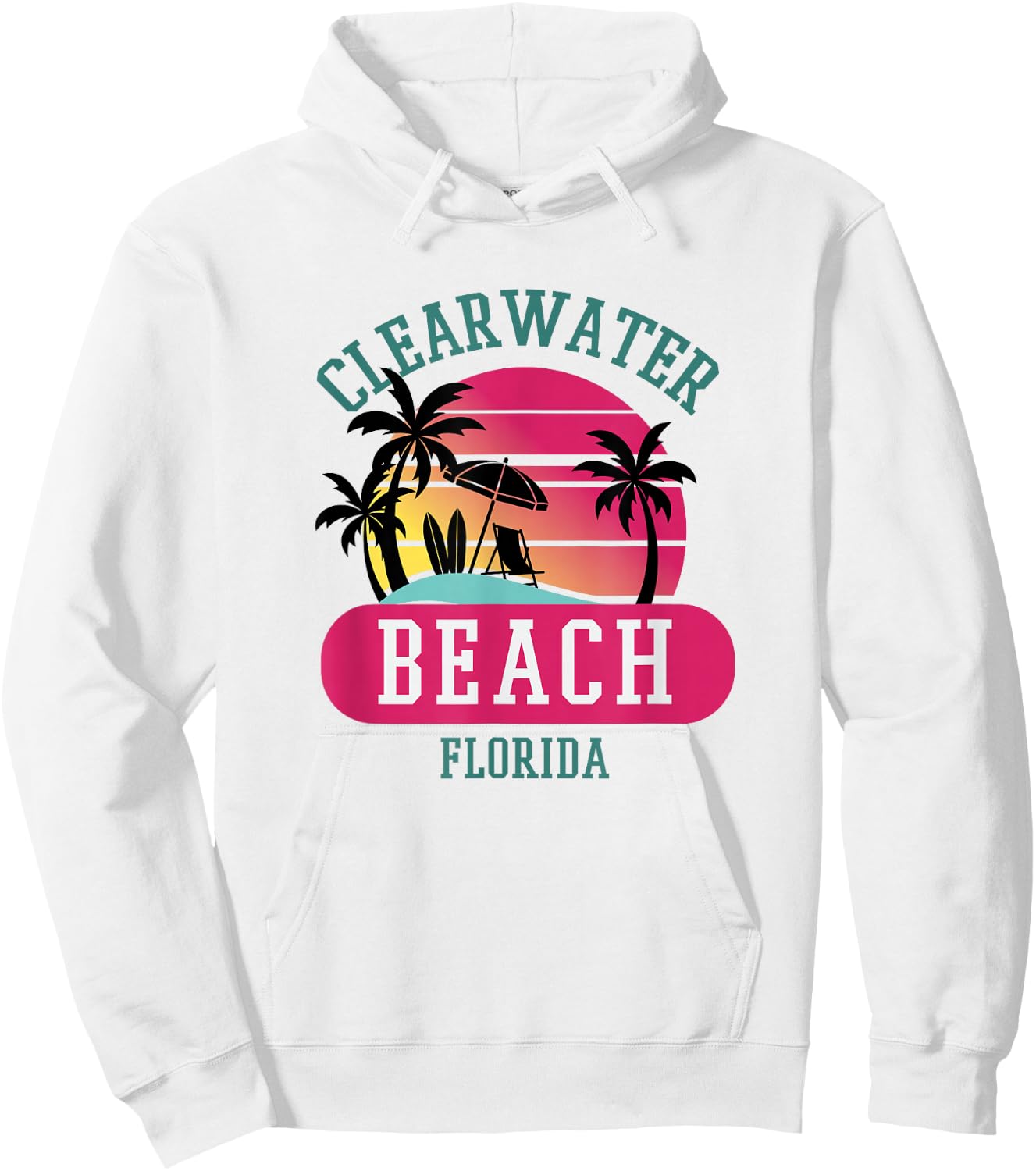 Retro Cool Clearwater Beach Original Florida Beaches Novelty Hoodie - Hoodie | White