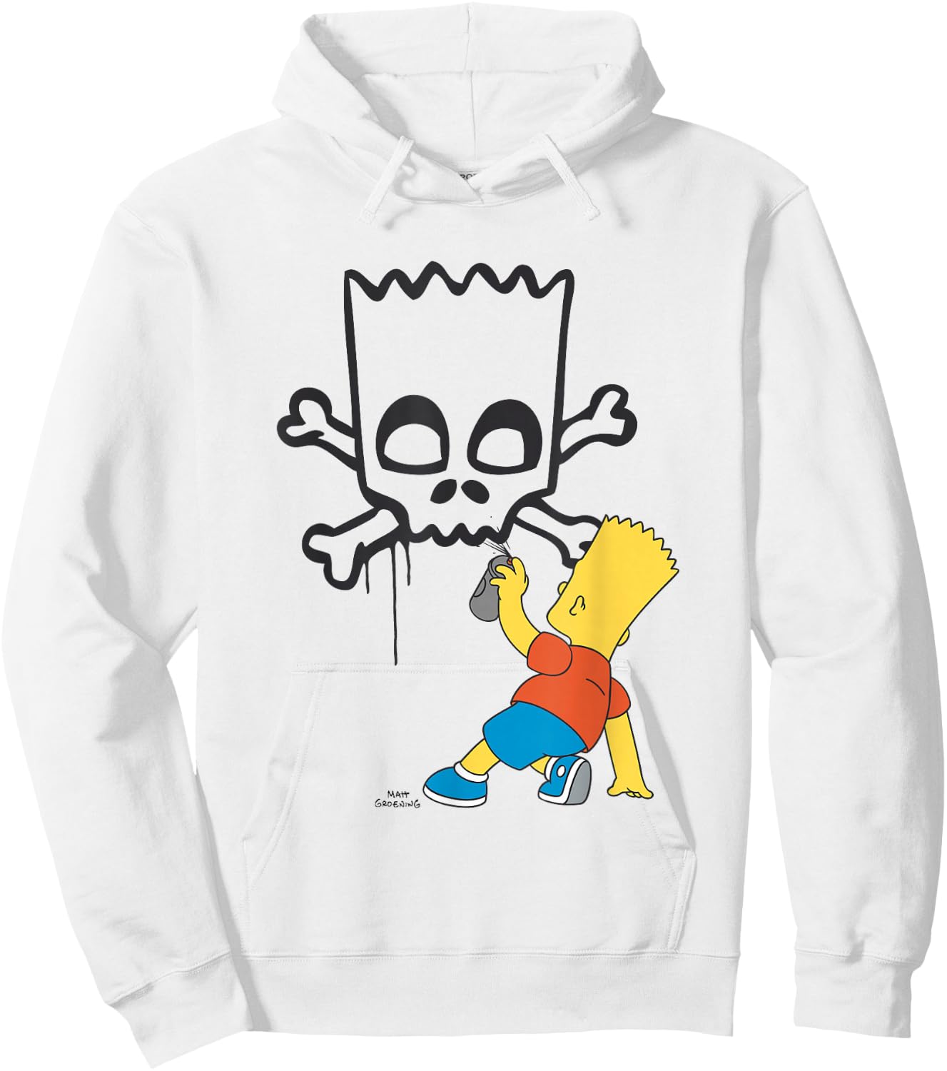 The Simpsons Bart Spray Paint Skull Graffiti Hoodie - Hoodie | White