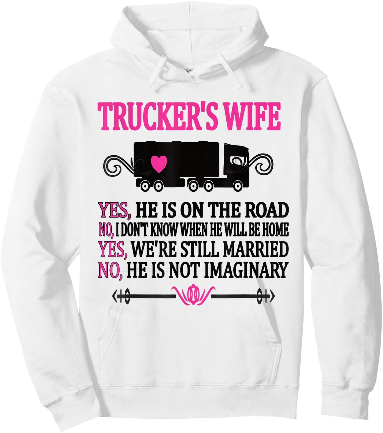 Proud Trucker's Wife Funny Truck Driver Wife Hoodie - Hoodie | White