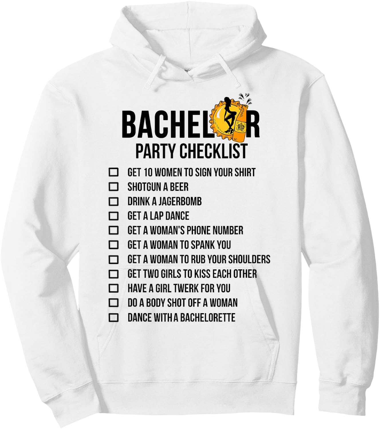 Bachelor Party Checklist Shirt - Getting Married Hoodie - Hoodie | White
