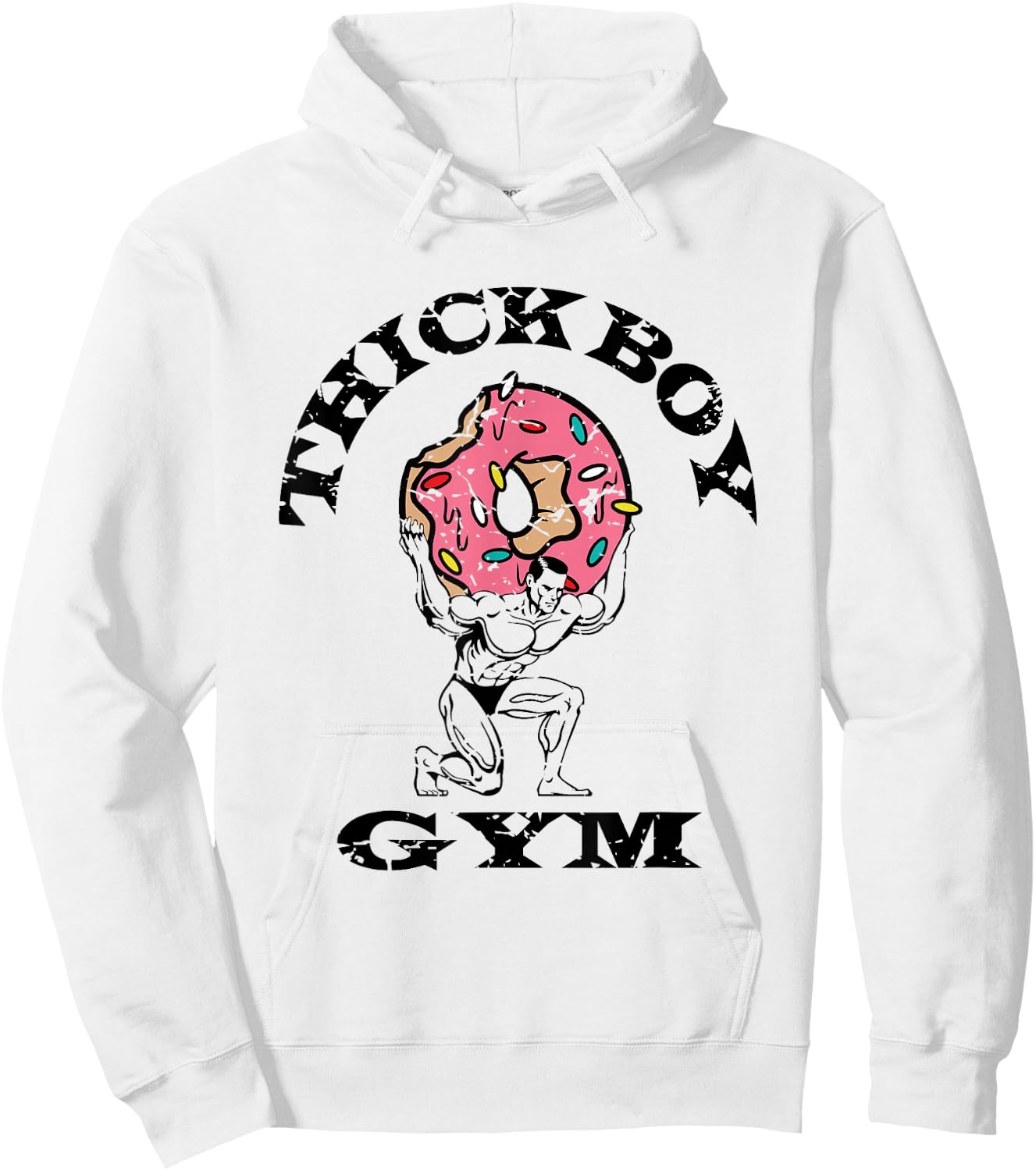 Thick Boy Gym Club Distressed Retro Old School Bodybuilding Hoodie - Hoodie | White