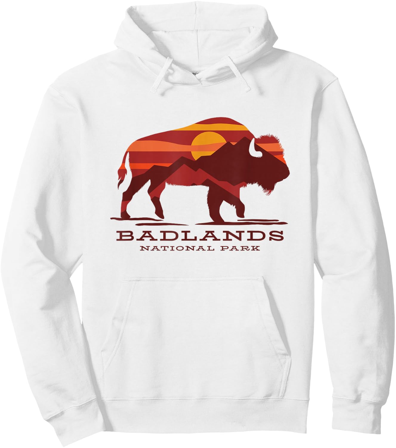 Badlands National Park South Dakota Buffalo Bison Sunset Hoodie - Hoodie | White