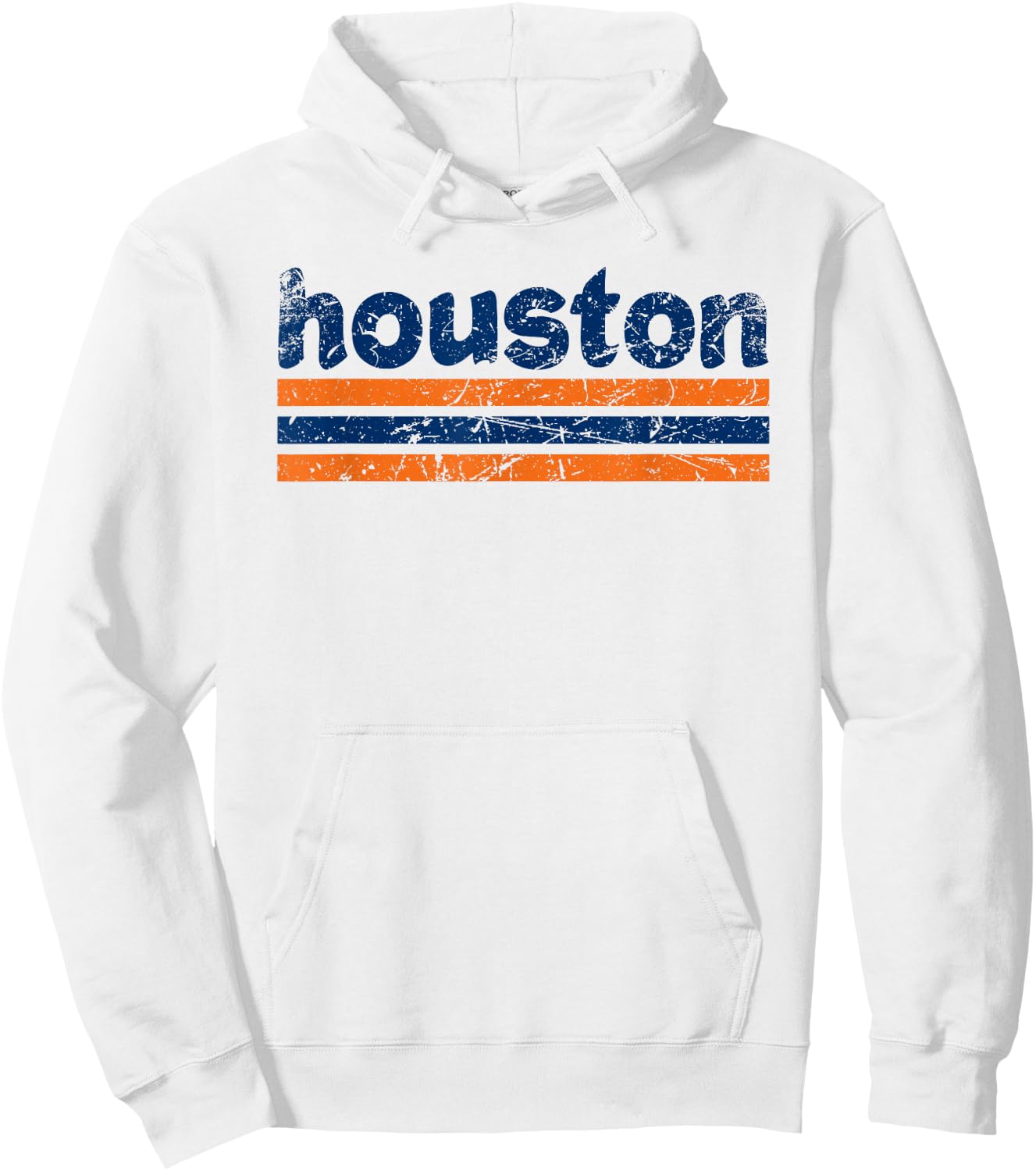 Houston Texas Three Stripe Vintage Weathered Hoodie - Hoodie | White