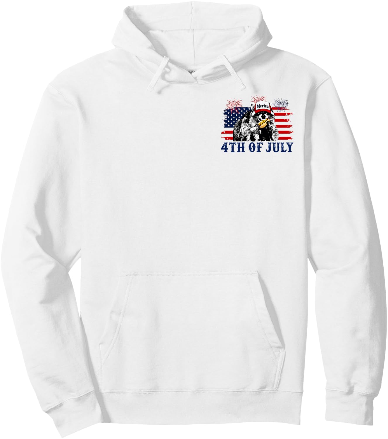 (2 Sided) 4th of July US Flag Raccoon If I Ever Get Rabies Hoodie - Hoodie | White
