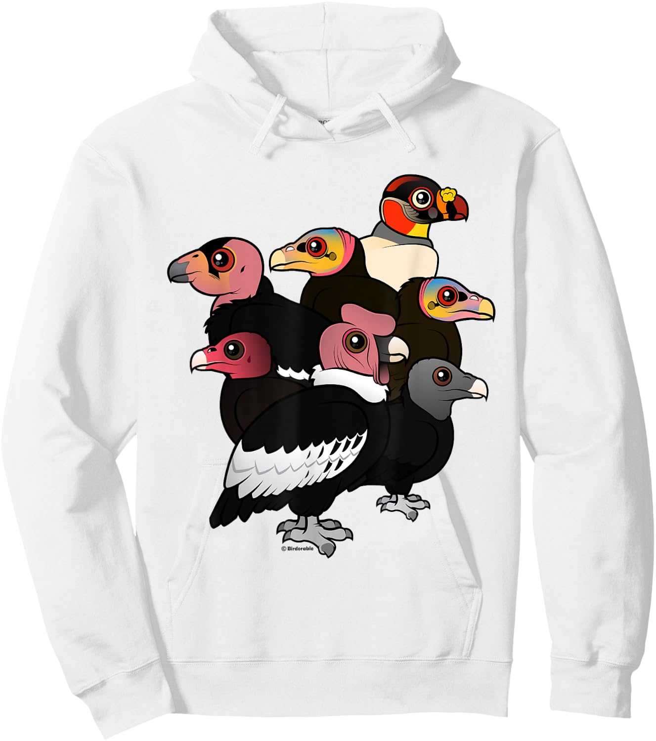 New World Vultures and Condors Cartoon Birdorable Hoodie - Hoodie | White