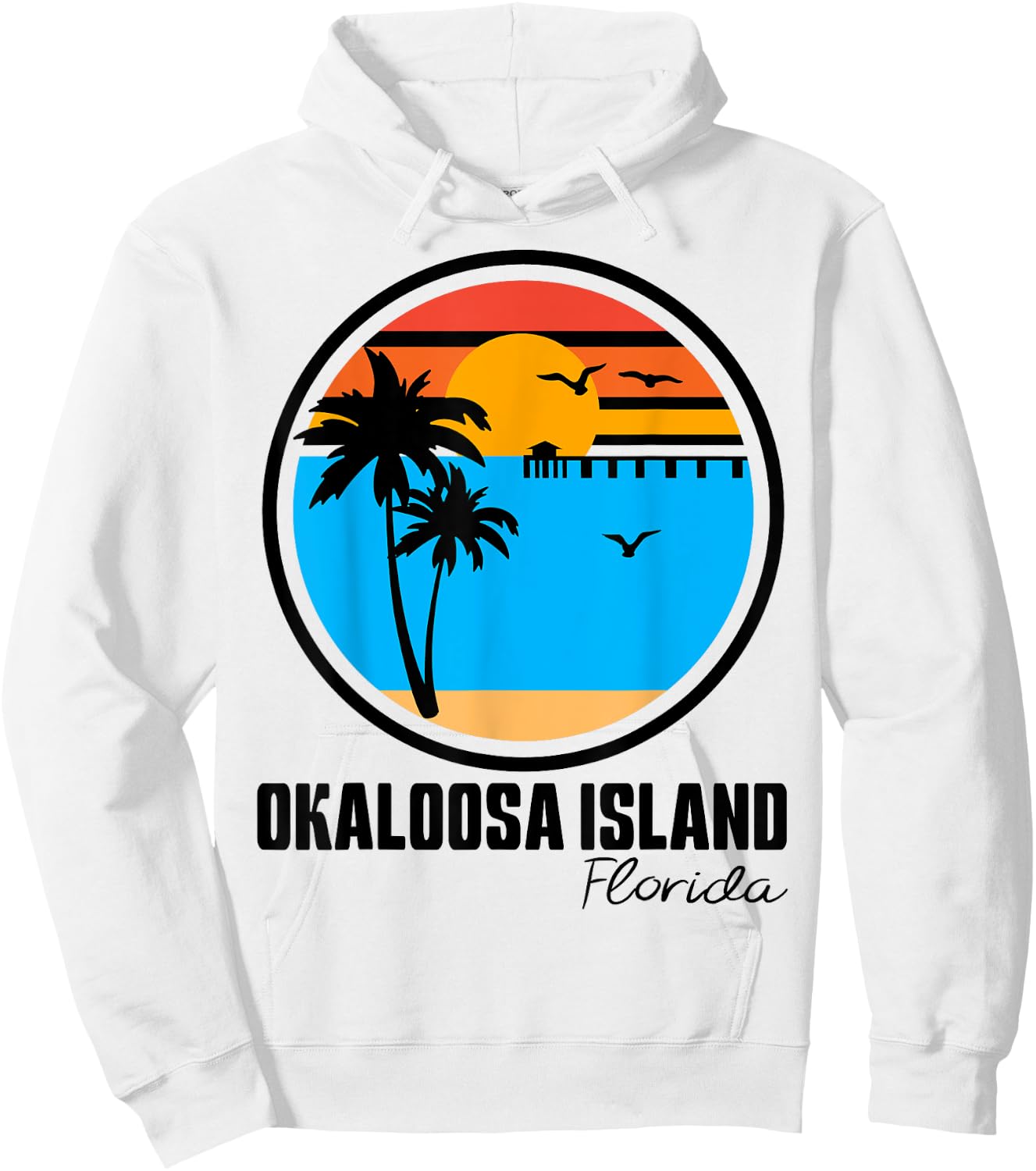 Okaloosa Island Destin Florida Sunset Ocean Palm Tree Beach Women Girls Kids Hoodie - Hoodie | White