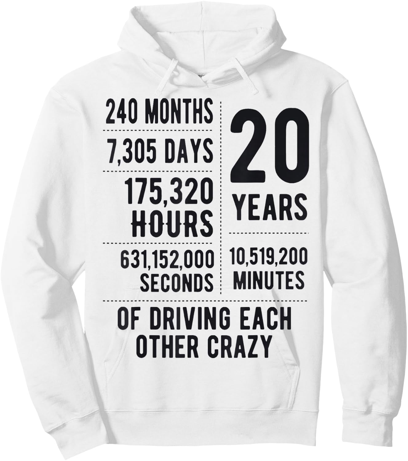 20 Years Married Funny 20th Wedding Anniversary Hoodie - Hoodie | White