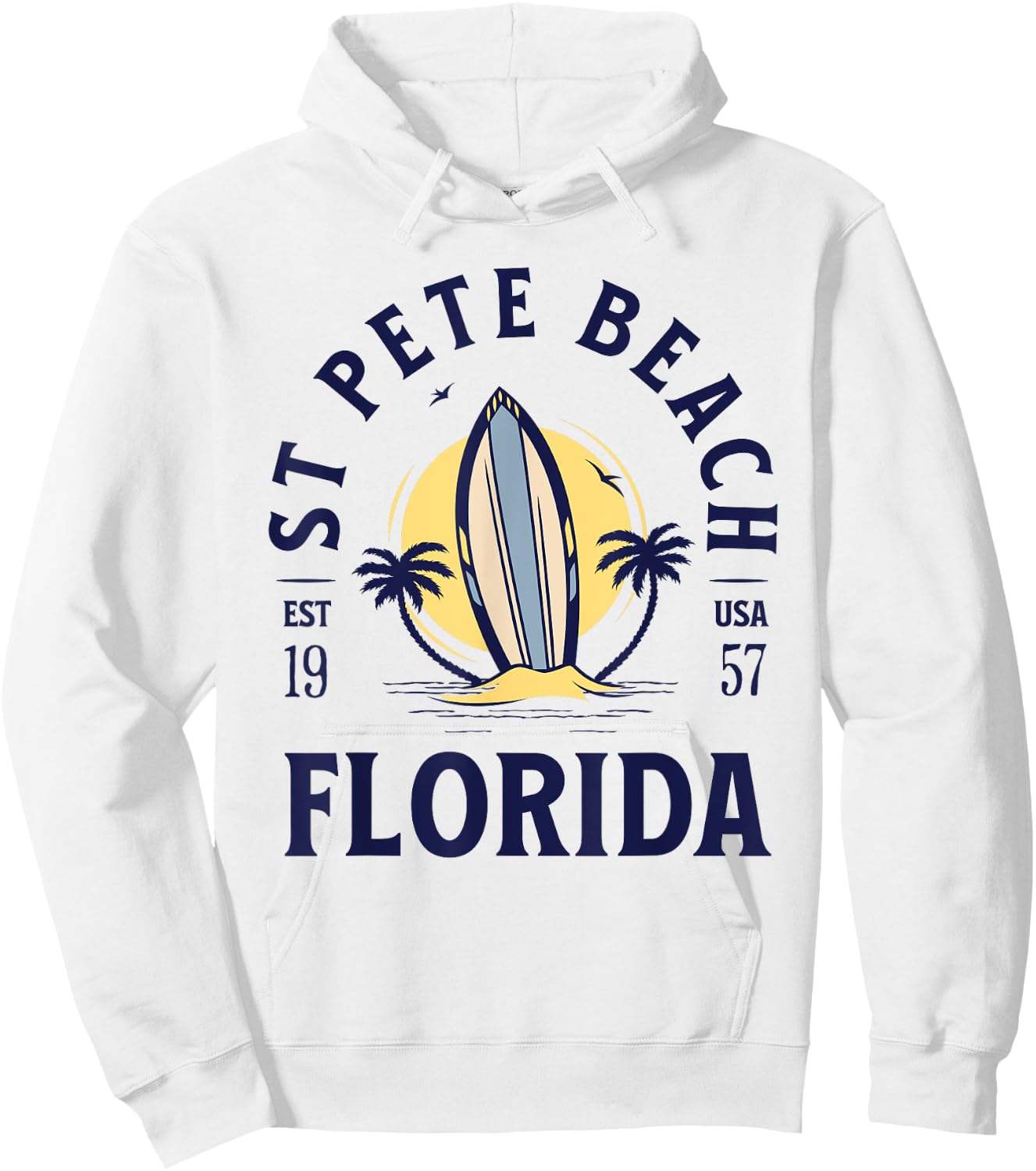 St Pete Florida Beach Surf Summer Vacation Vintage Hoodie - Hoodie | White