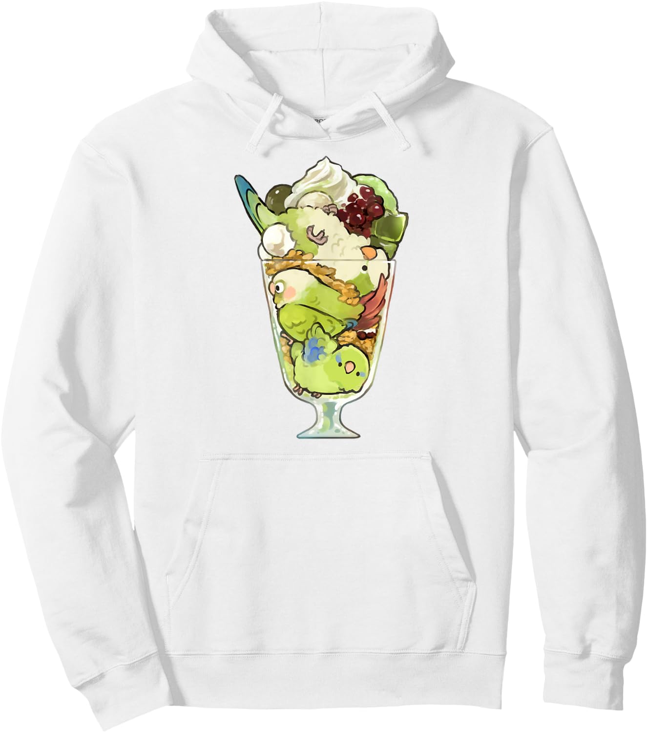 Bird Parfait (Green) Quaker Green Cheek Conure Parrotlet Hoodie - Hoodie | White