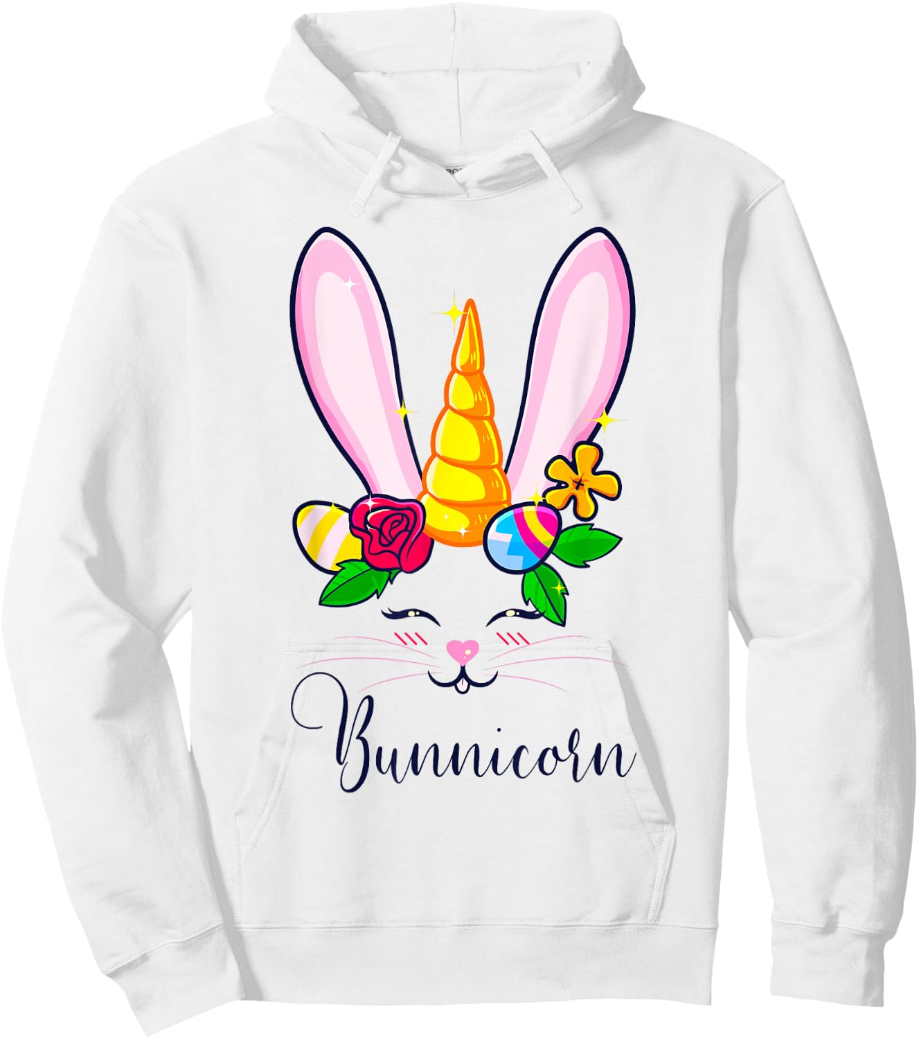 Bunnicorn Easter Bunny Unicorn Rabbit Cute Women Kids Girls Hoodie - Hoodie | White