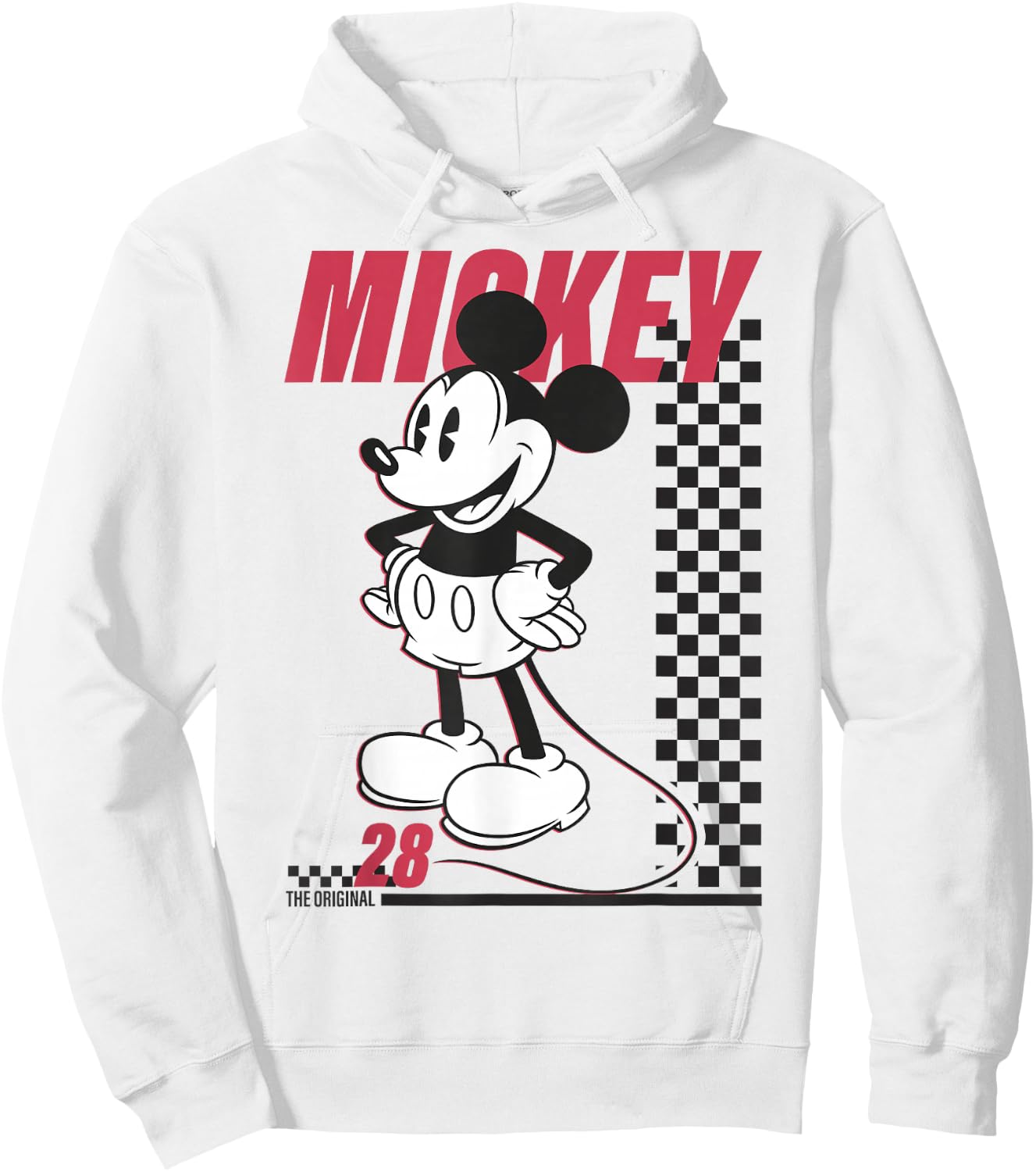 Disney Mickey and Friends Mickey Mouse Checkerboard Stripe Hoodie - Hoodie | White