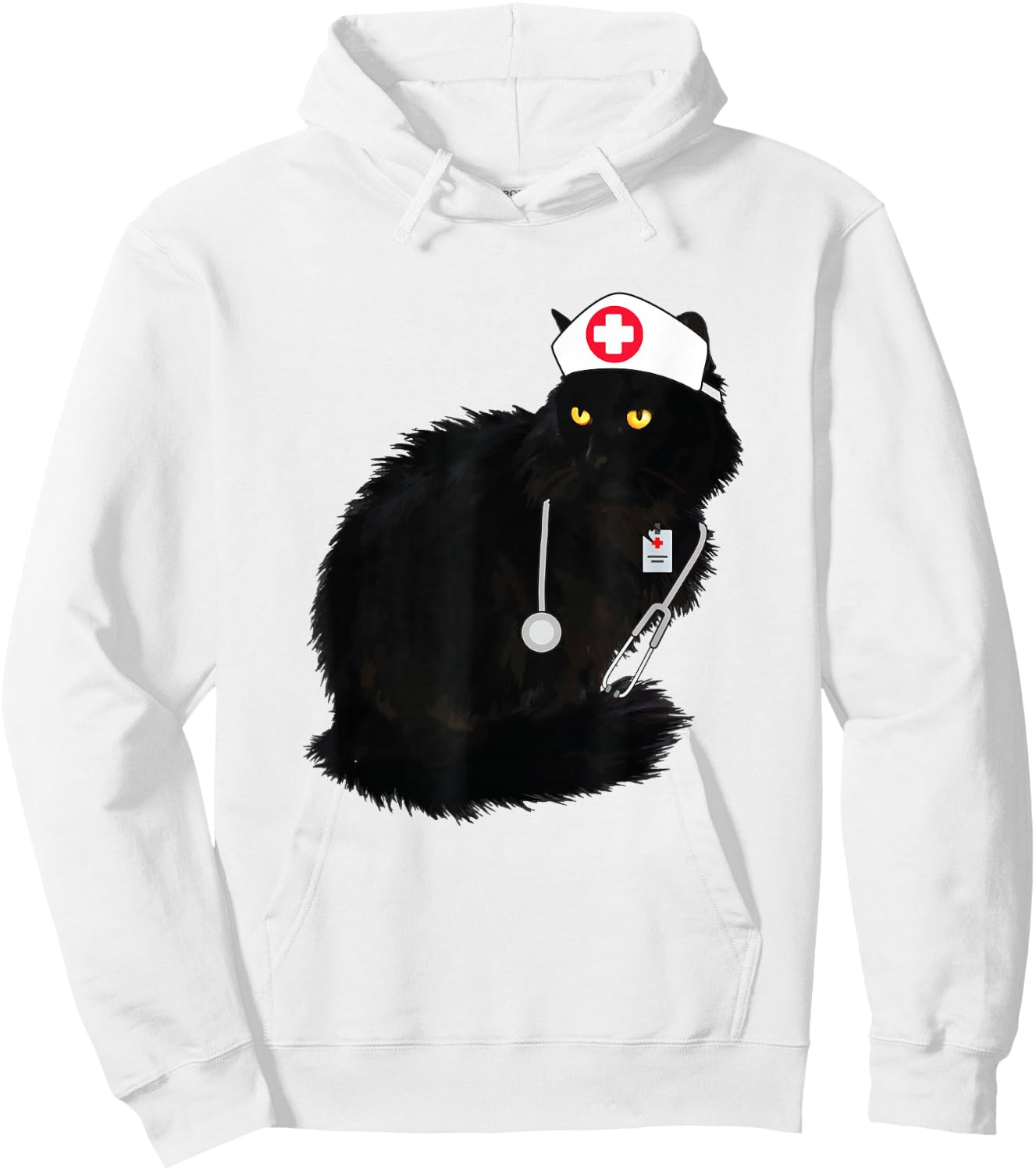 Black Cat Nurse Shirt Women Men Funny Hoodie - Hoodie | White