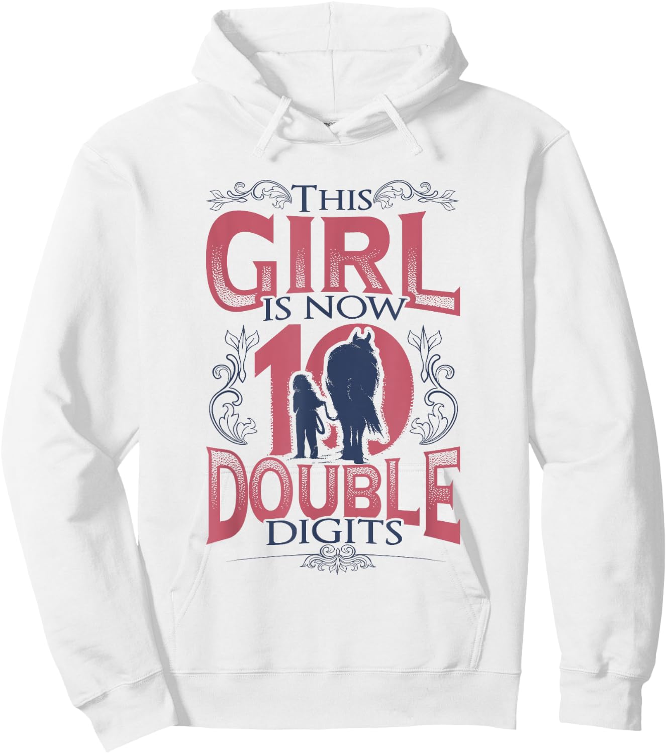 Horse Birthday Girl 10th Birthday Hoodie - Hoodie | White