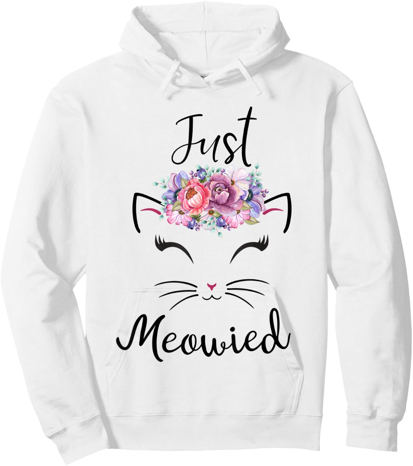 Cute Cat Lover Married Couple Just Meowied Newlyweds Women Kids Hoodie - Hoodie | White