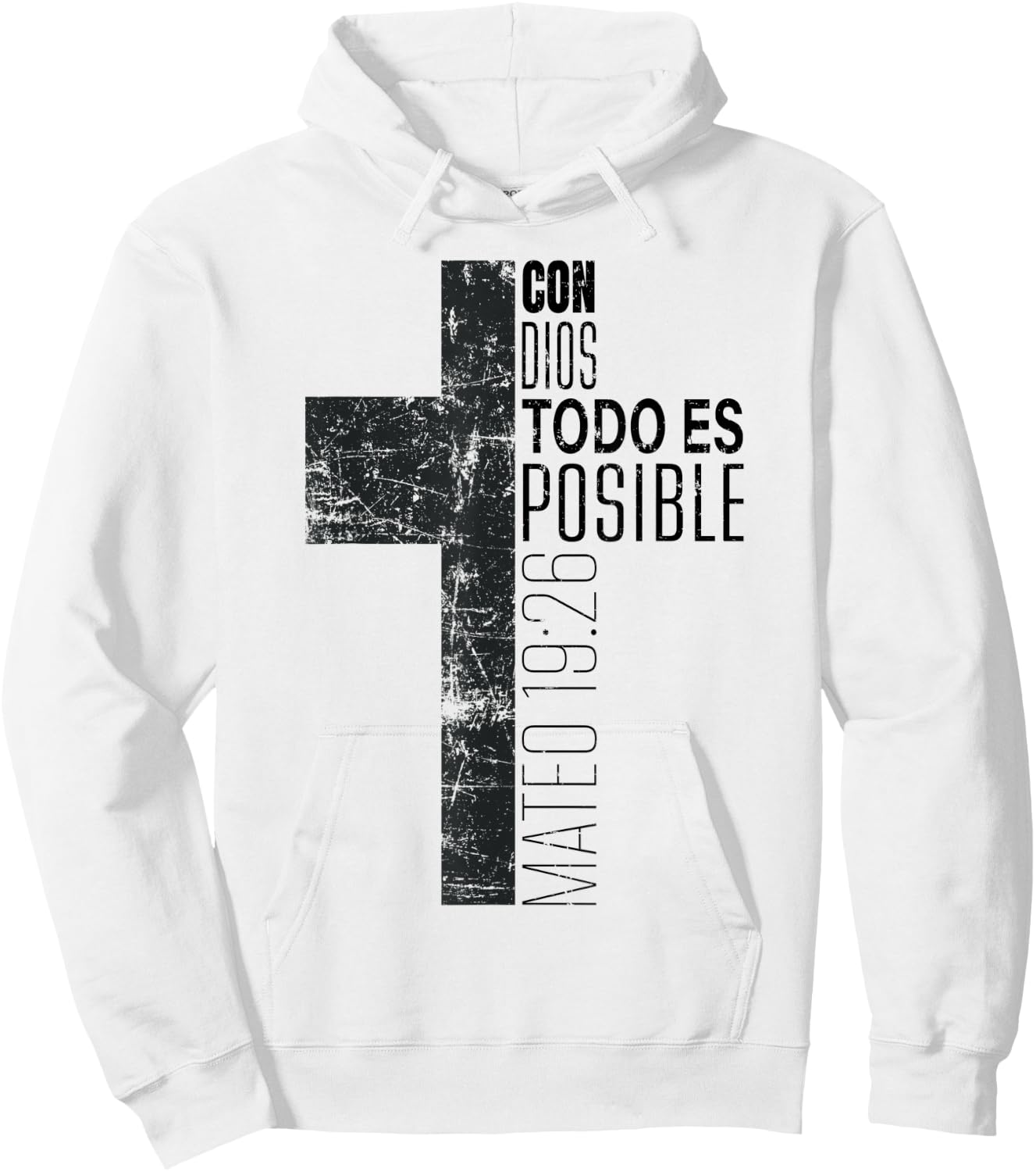 Vintage Christian Spanish Gifts Religious Bible Verse Cross Hoodie - Hoodie | White