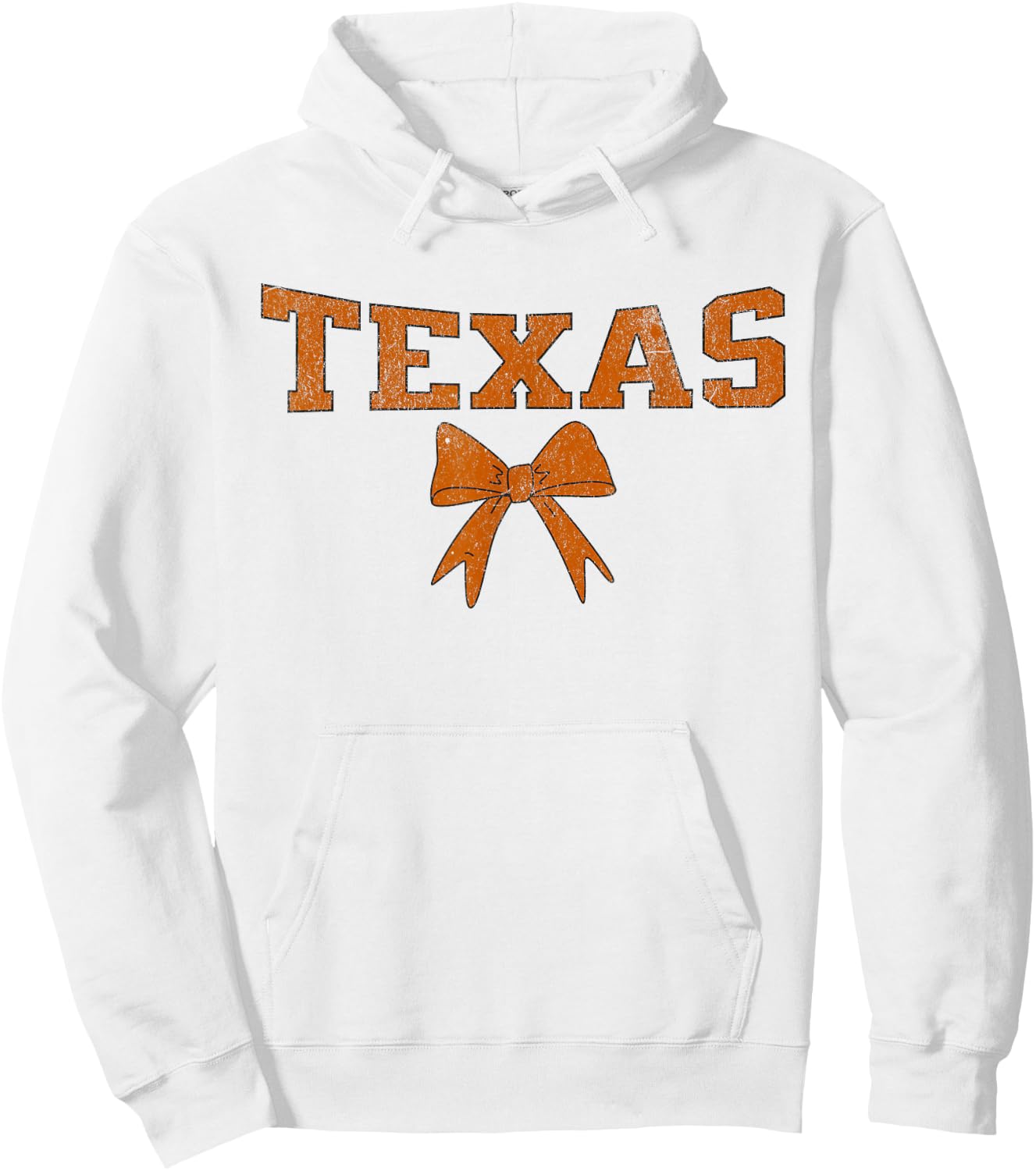 Vintage Texas Varsity Print with Cute Bow, Collegiate Style Hoodie - Hoodie | White