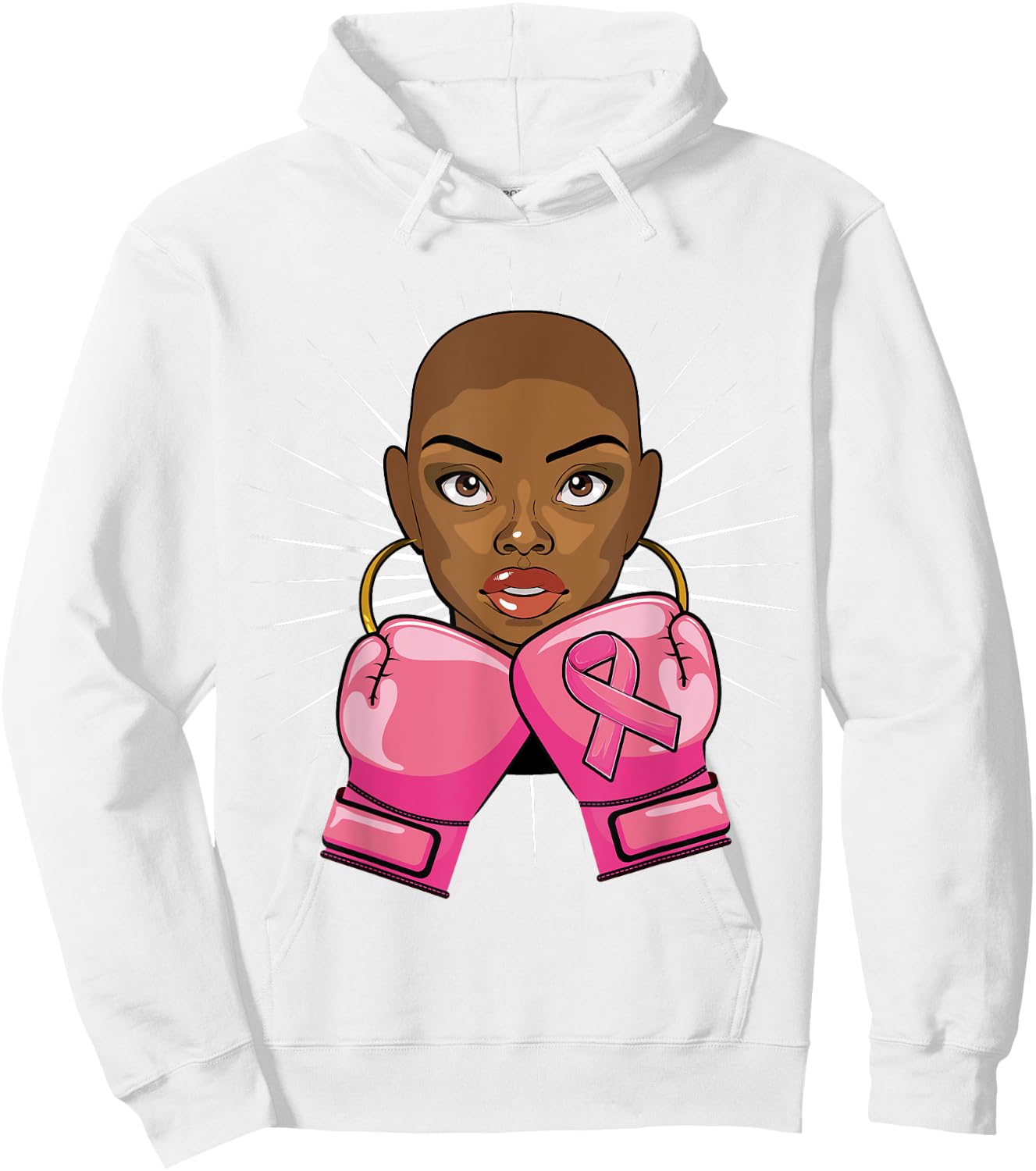 Afro African American Breast Cancer Shirts Girls Hoodie - Hoodie | White