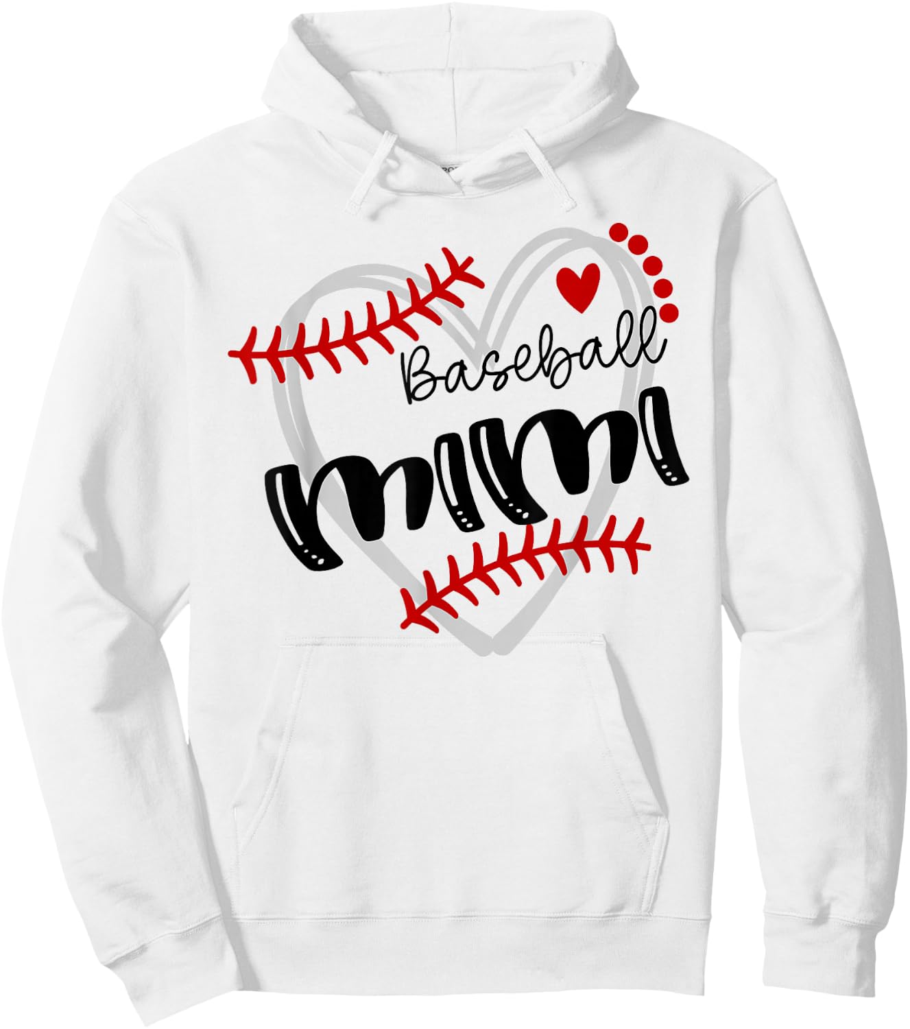 Personalized Baseball Heart Cute Mimi Women Baseball Hoodie - Hoodie | White
