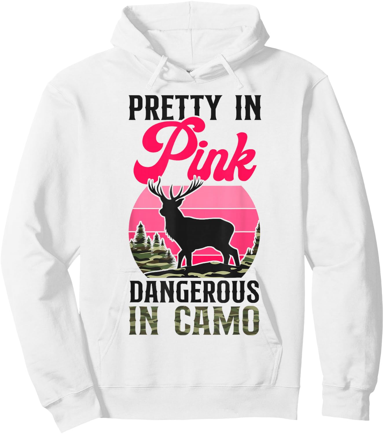 Buck Deer Hunting Hunter Girl Vintage Camouflage Camo Pretty Hoodie - Hoodie | White