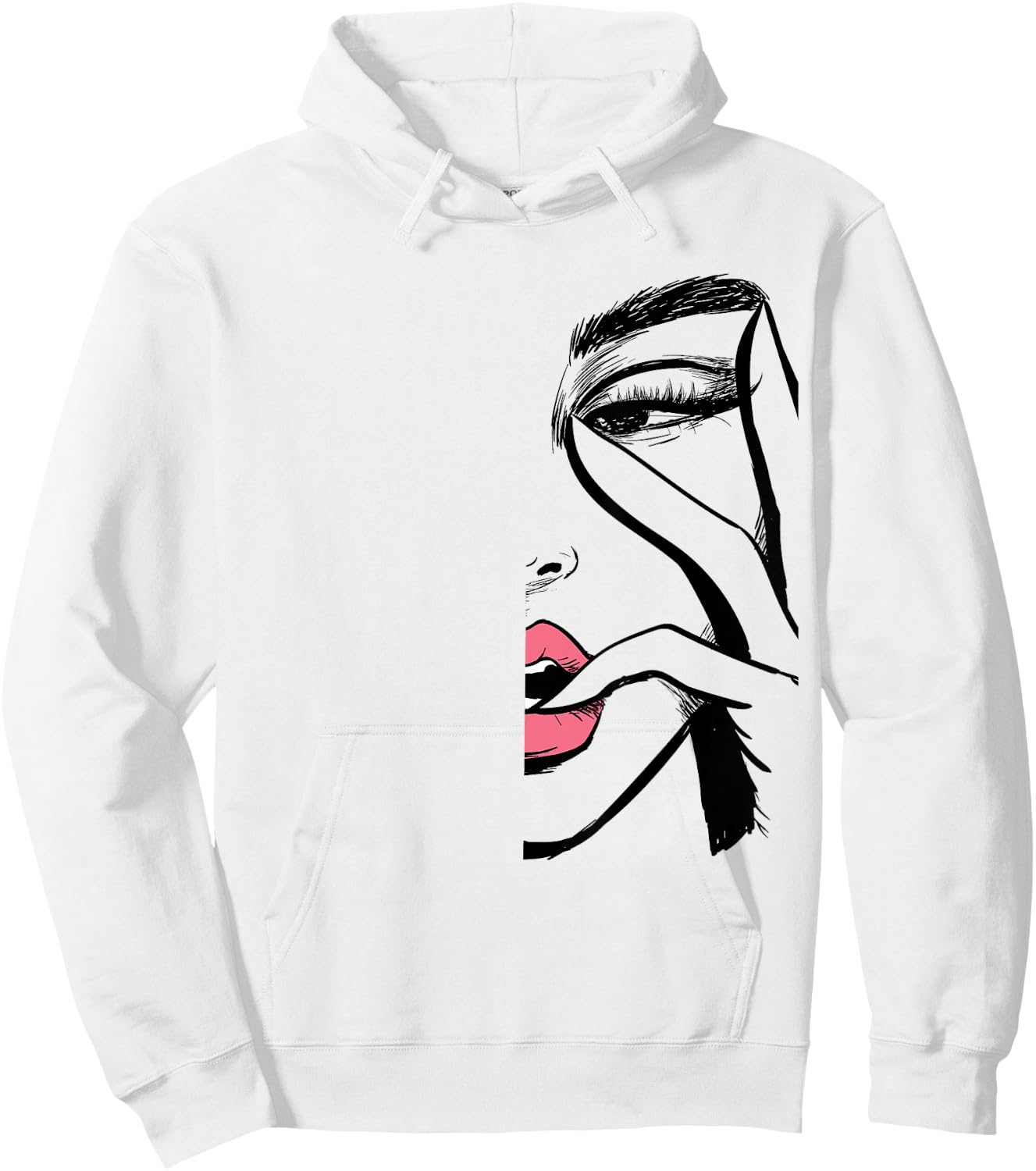 Beautiful Lady Face Makeup Women Face Line Art Eyes Lip Hoodie - Hoodie | White