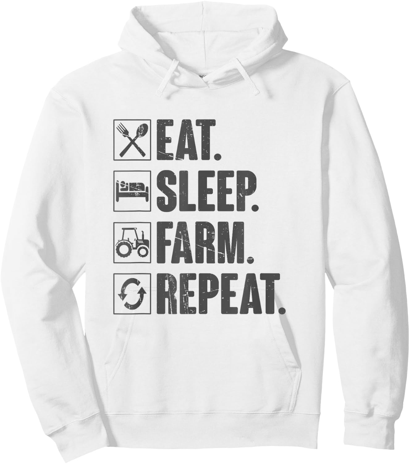 Eat Sleep Farm Repeat - Funny Farmer Farming Gift Hoodie - Hoodie | White