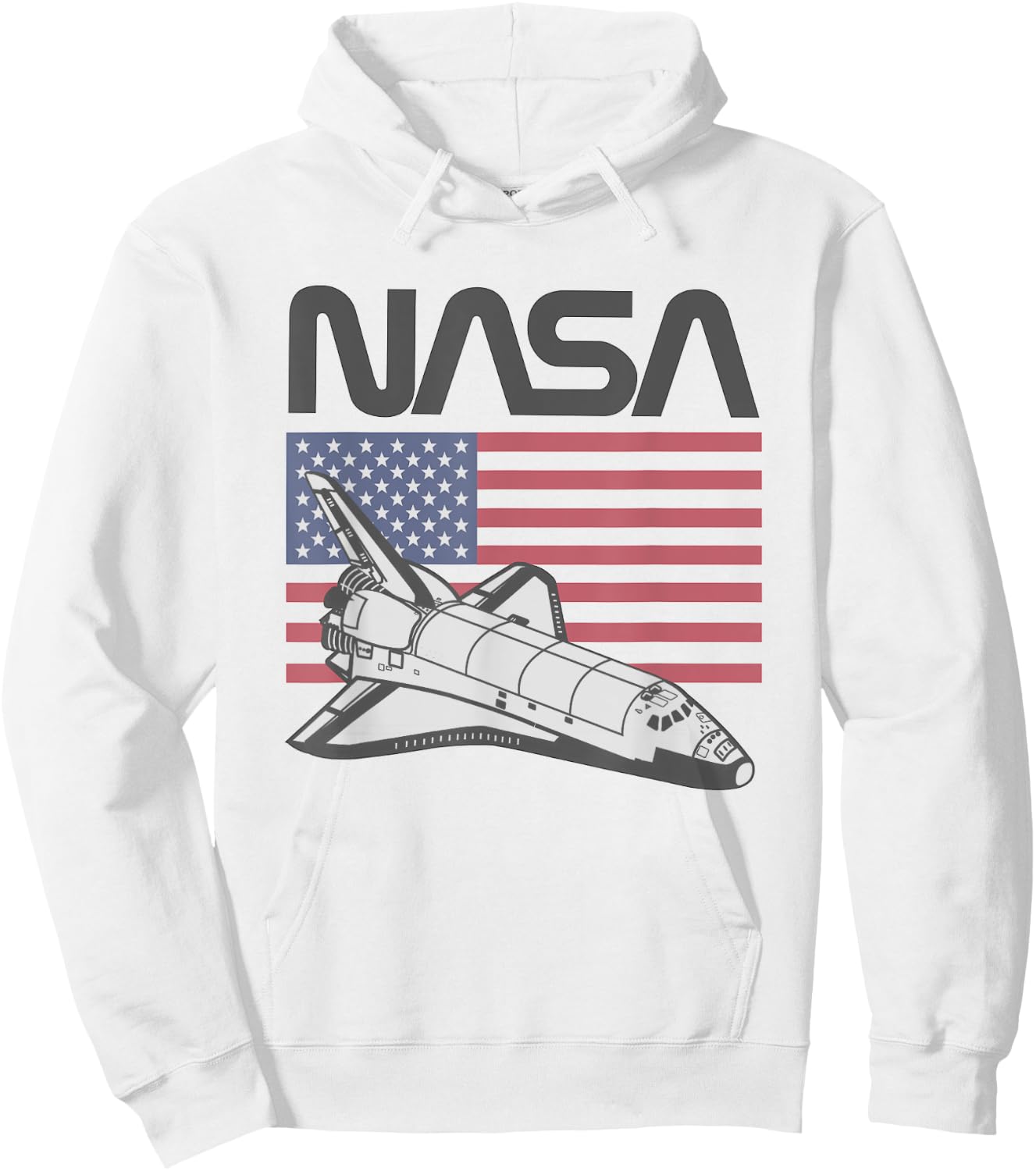 NASA Americana Iconic Space Shuttle Flag Big Chest Poster V2 Hoodie - Hoodie | White