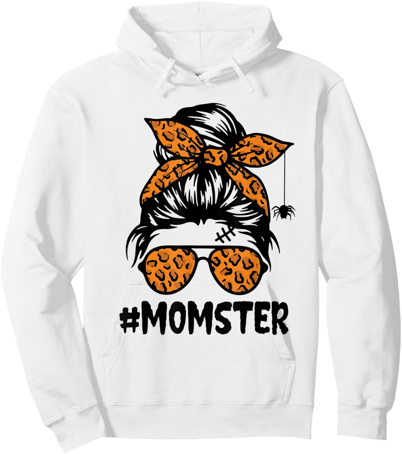 Momster Shirt Halloween Mom Messy Bun Leopard Hoodie - Hoodie | White