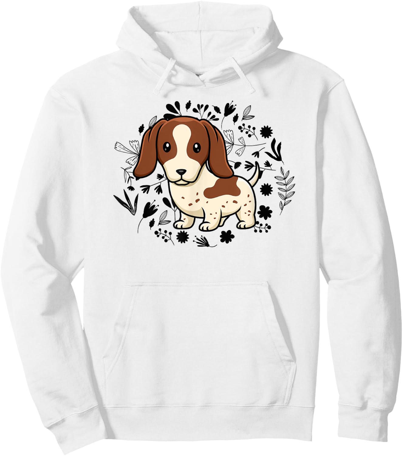 Floral Piebald Dachshund Lover Doxie Mom Dog Mama Lover Hoodie - Hoodie | White