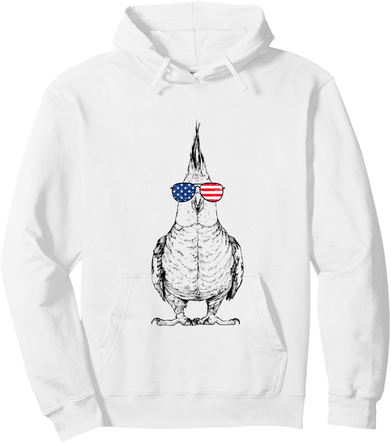 4th of July Cockatiel Bird Patriotic USA Sunglasses American Hoodie - Hoodie | White