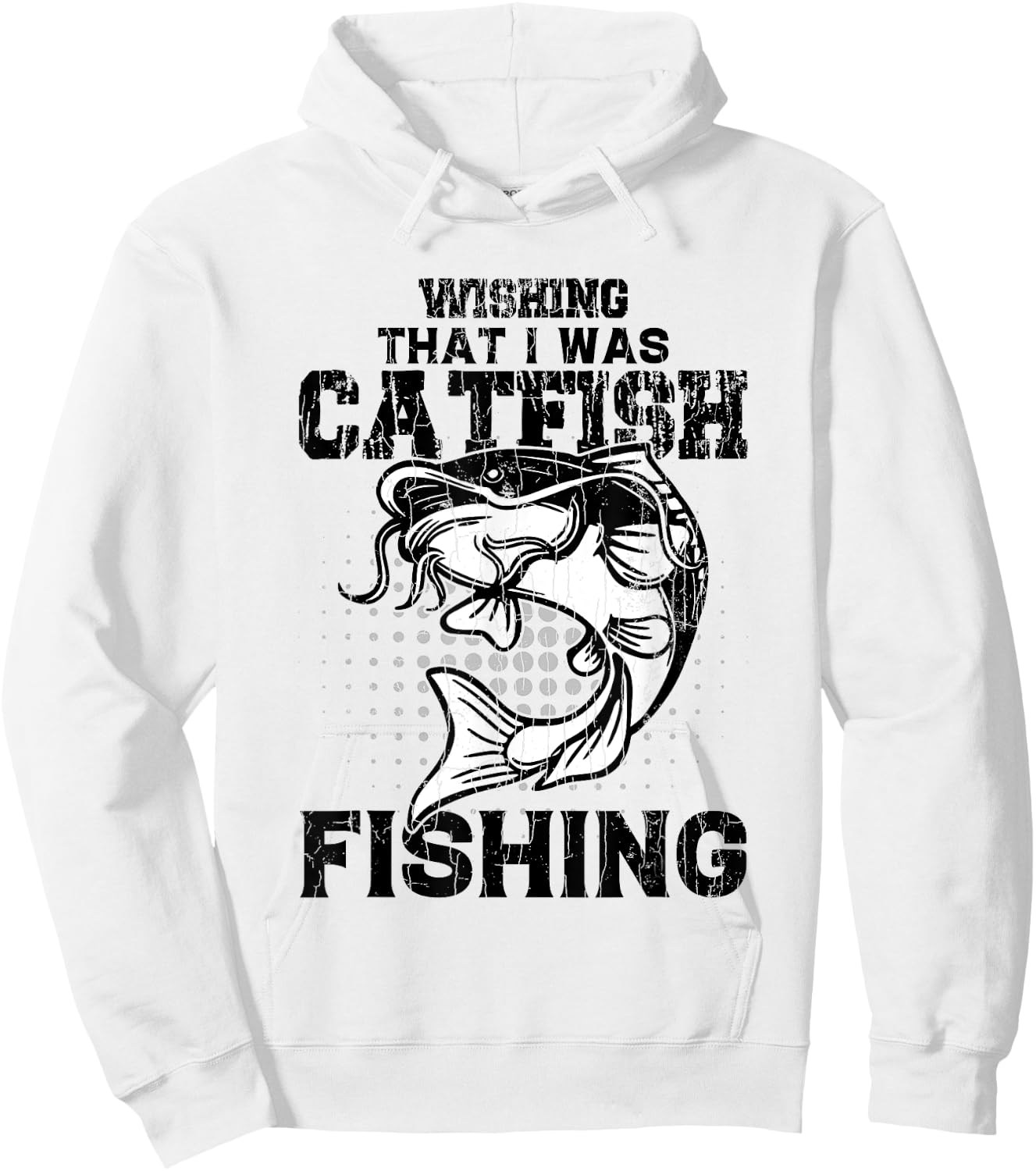 Wishing I Was Catfish Fishing Funny Catfishing Lover Graphic Hoodie - Hoodie | White