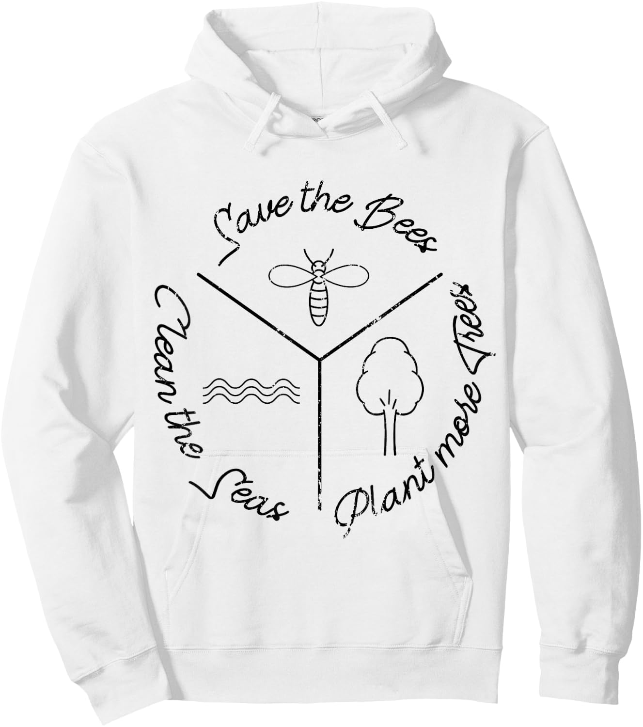 Save the Bees plant more trees clean the seas Hoodie - Hoodie | White