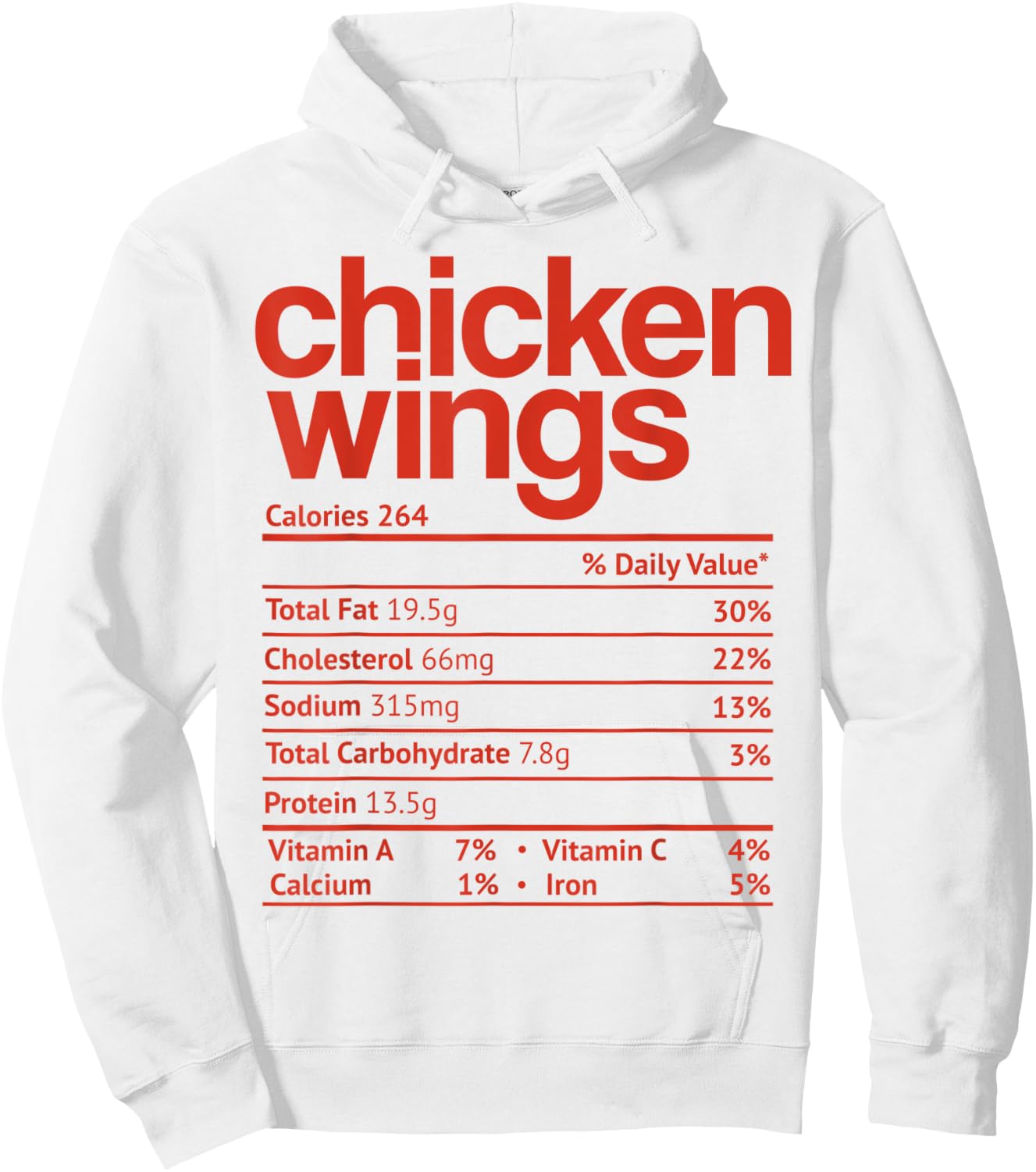 Chicken Wings Nutrition Fact Funny Thanksgiving Christmas Hoodie - Hoodie | White