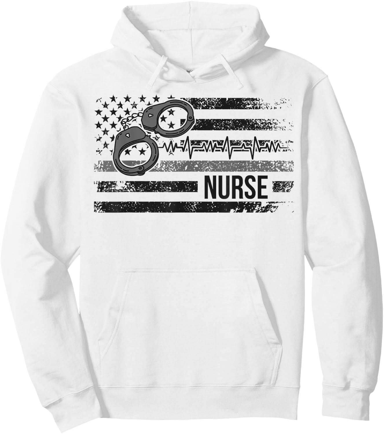 Correctional Nurse American Flag Corrections Nursing Hoodie - Hoodie | White